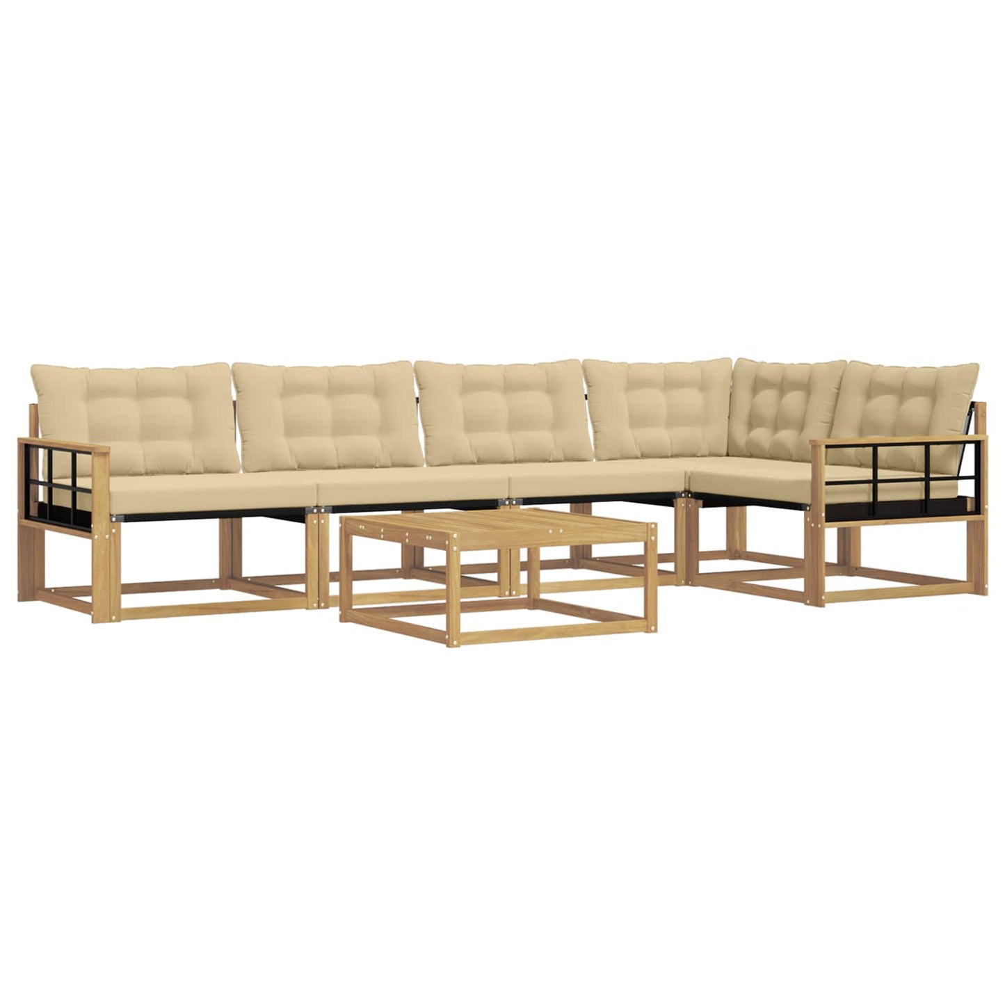Outdoor-Sofagarnitur 6 pcs Weiß und Beige 79 x 79 x 37 cm