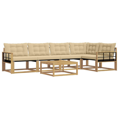 Outdoor-Sofagarnitur 6 stk. Weiß und Beige