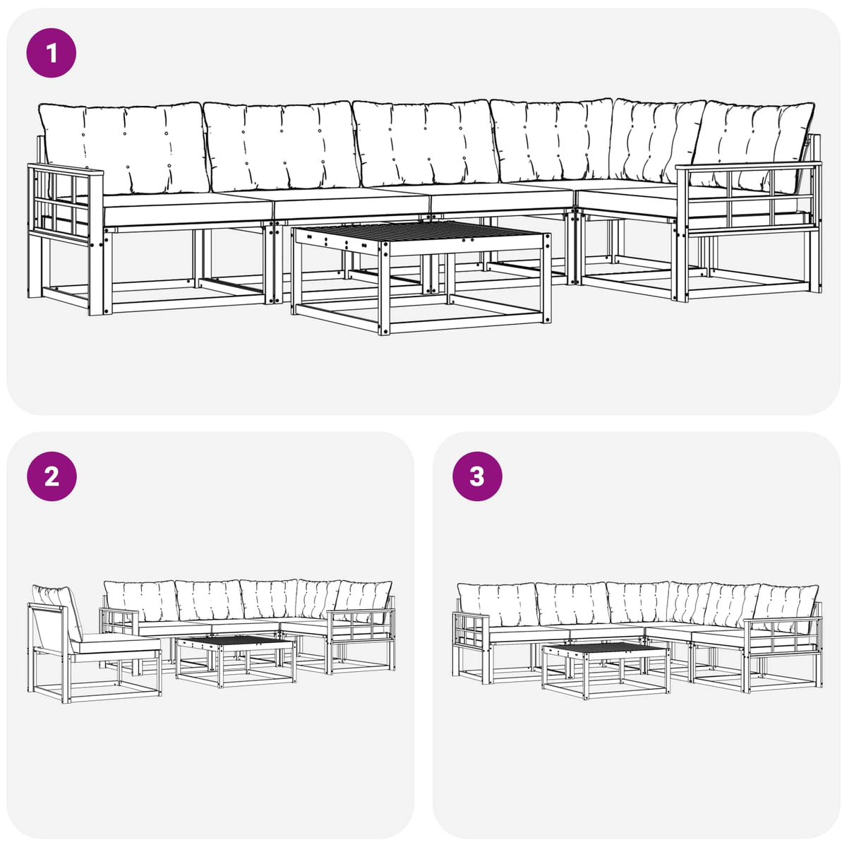 Outdoor-Sofagarnitur 6 stk. Weiß und Beige