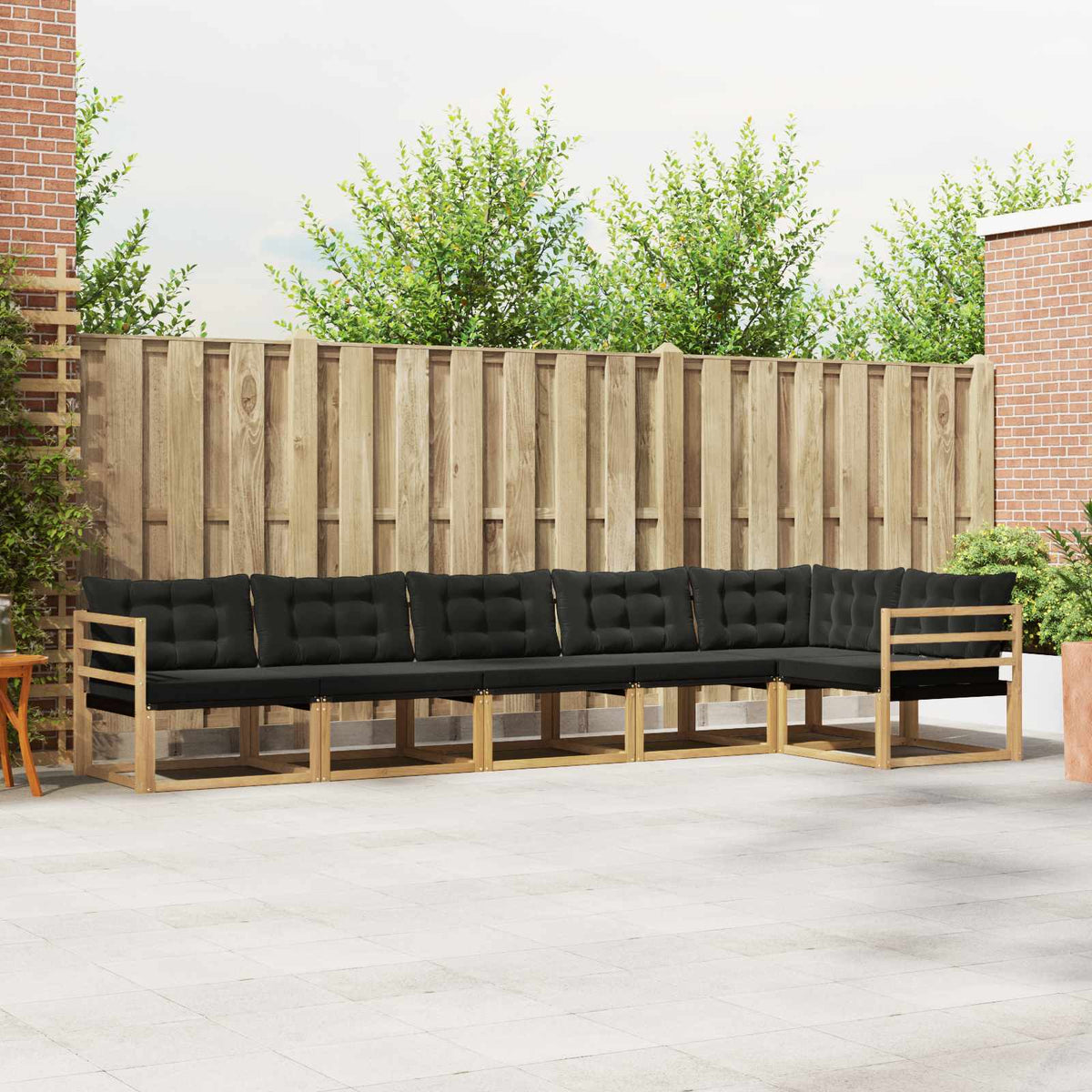 Outdoor-Sofagarnitur 6 stk. Weiß und Schwarz