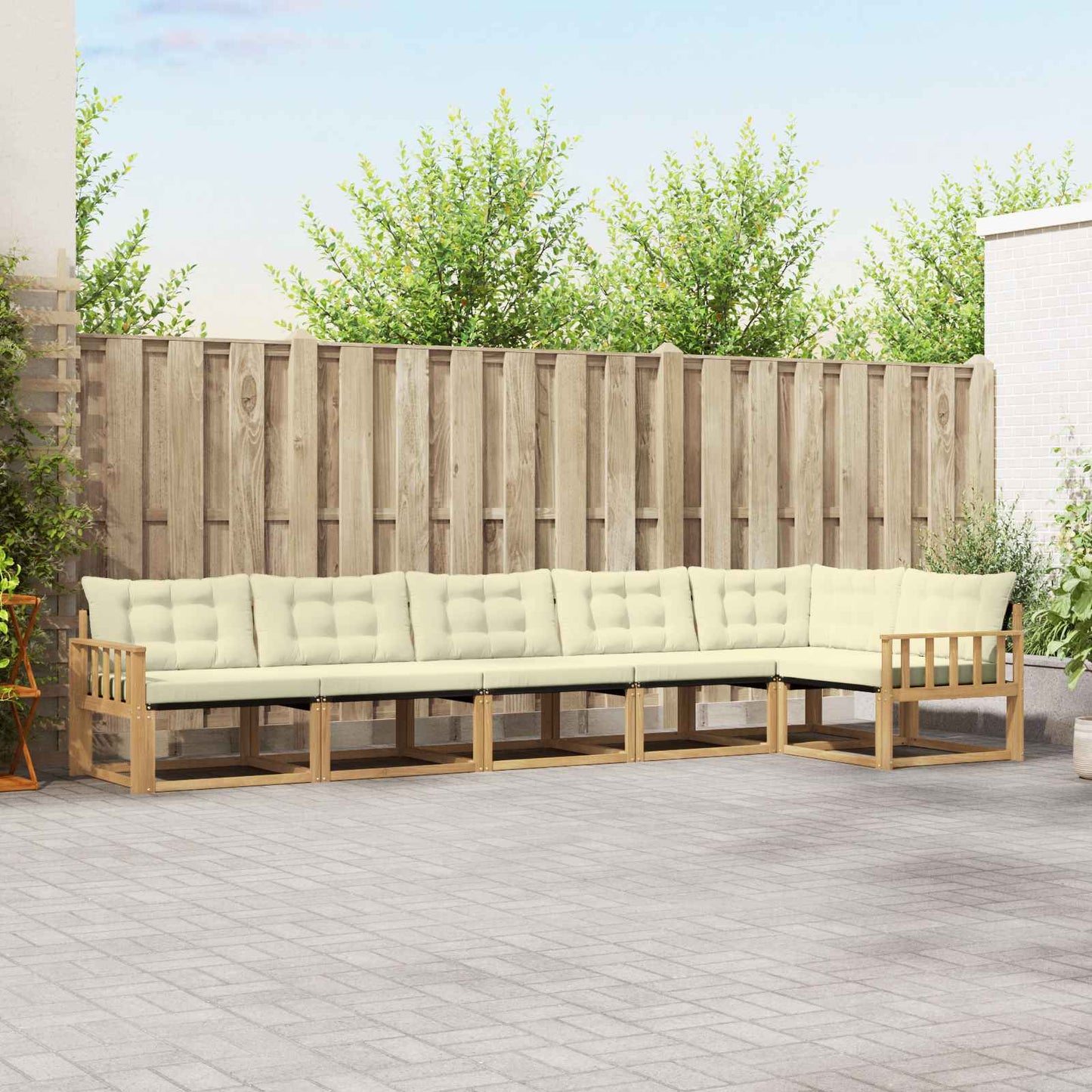 Outdoor-Sofagarnitur mit Kissen 6 pcs Weiß und Creme