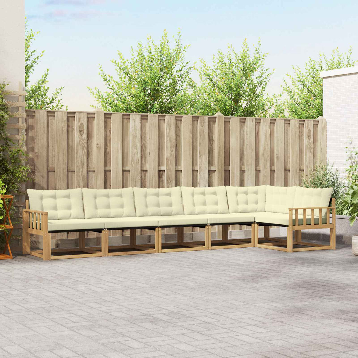 Outdoor-Sofagarnitur 6 stk. Weiß und Creme