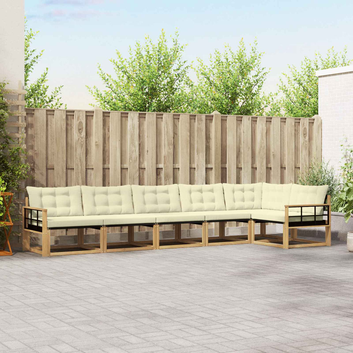 Outdoor-Sofagarnitur 6 stk. Weiß und Creme