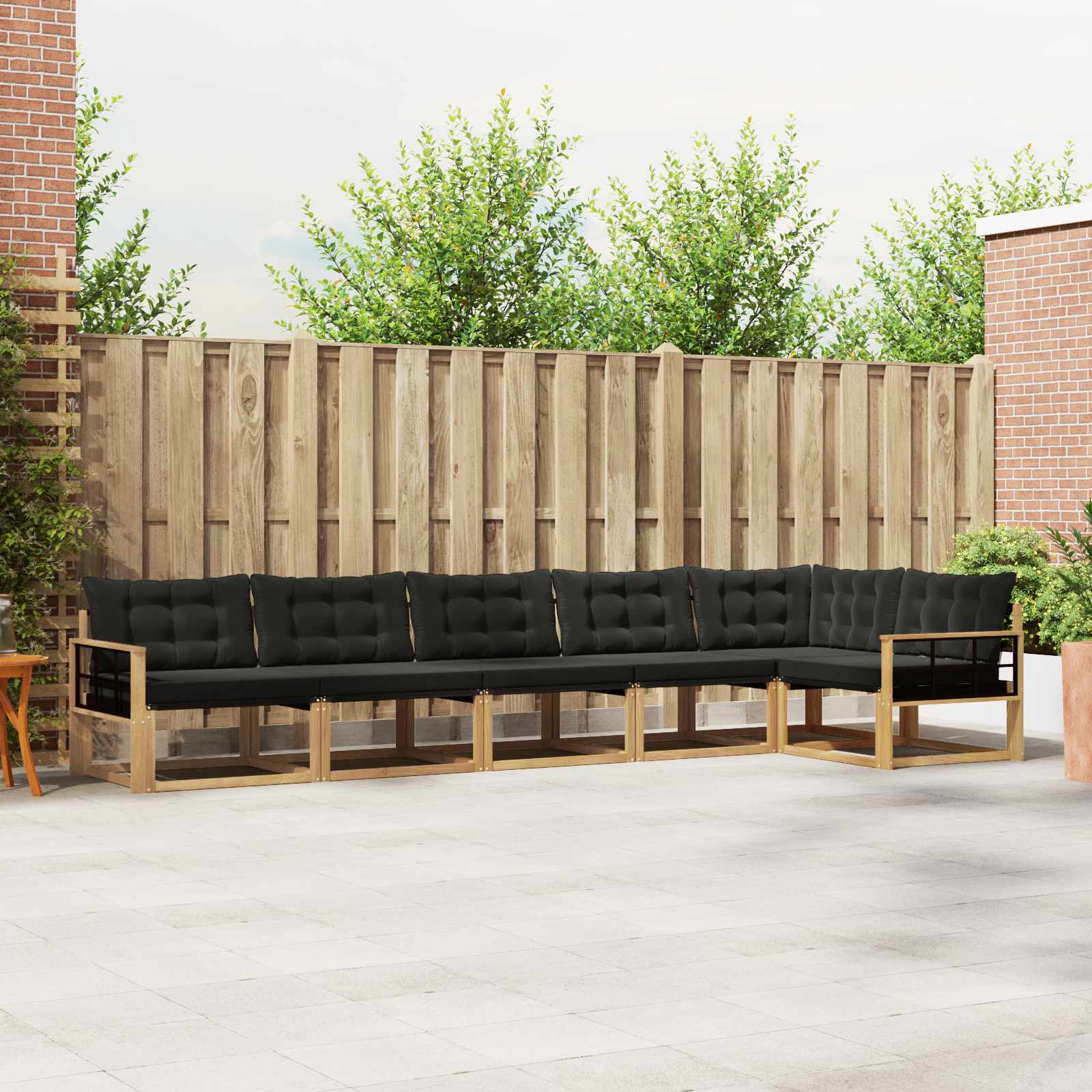 Outdoor-Sofagarnitur mit Kissen 6 pcs Weiß und Schwarz