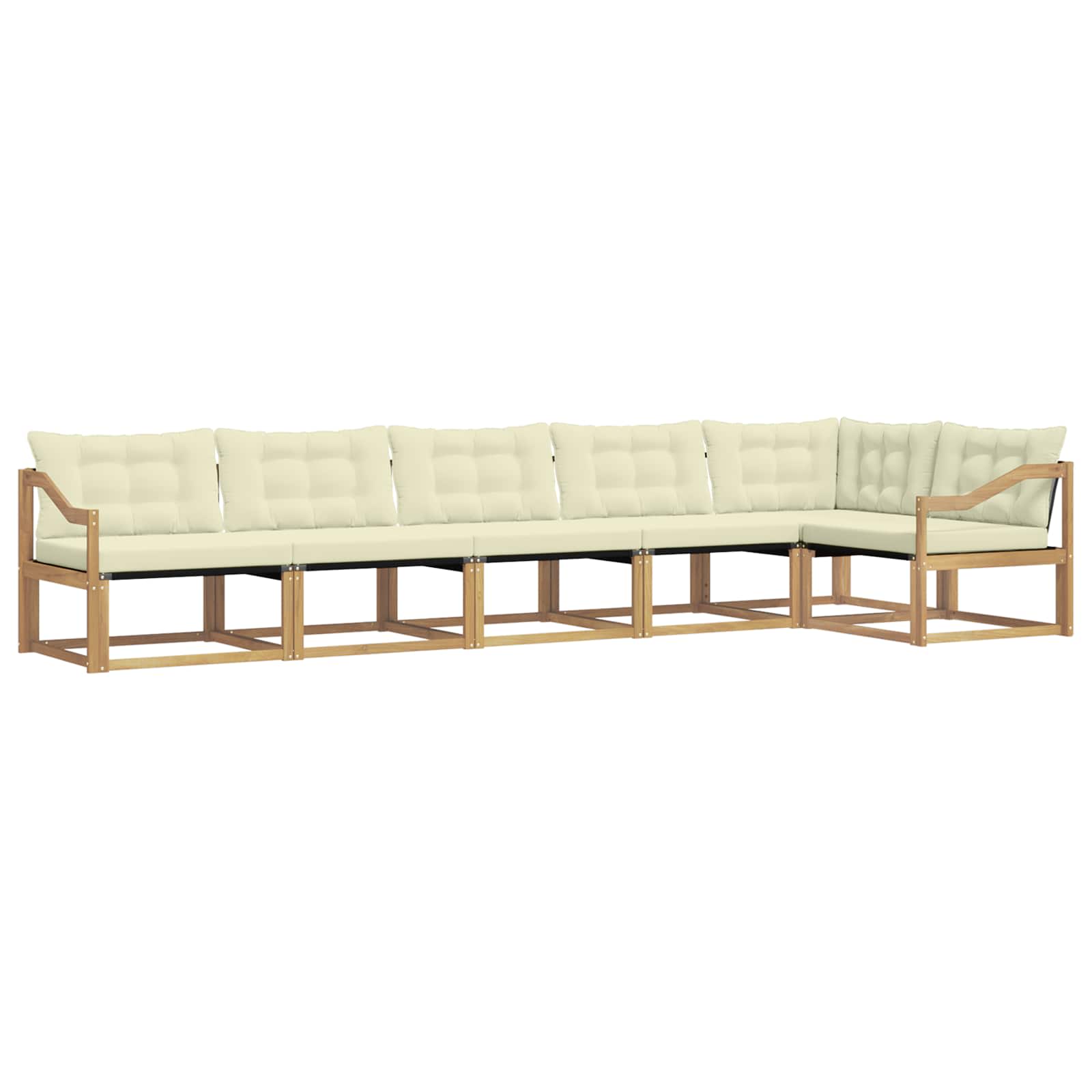 Outdoor-Sofagarnitur mit Kissen 6 pcs Weiß und Creme