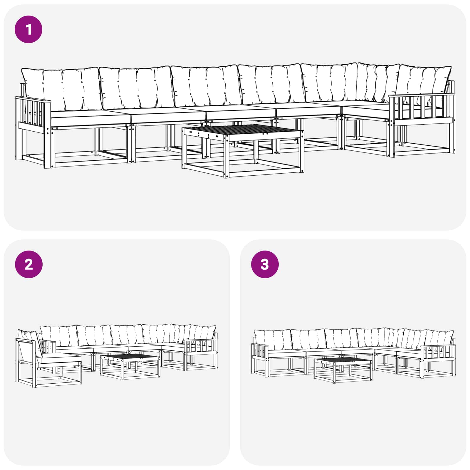 Outdoor-Sofagarnitur 7 pcs Weiß und Creme 79 x 79 x 37 cm