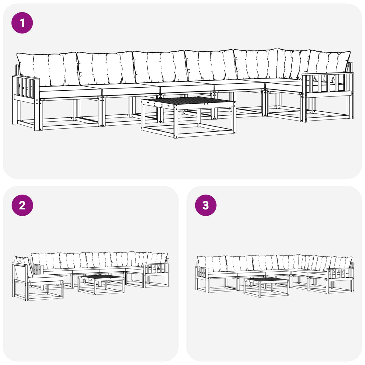 Outdoor-Sofagarnitur 7 stk. Weiß und Creme