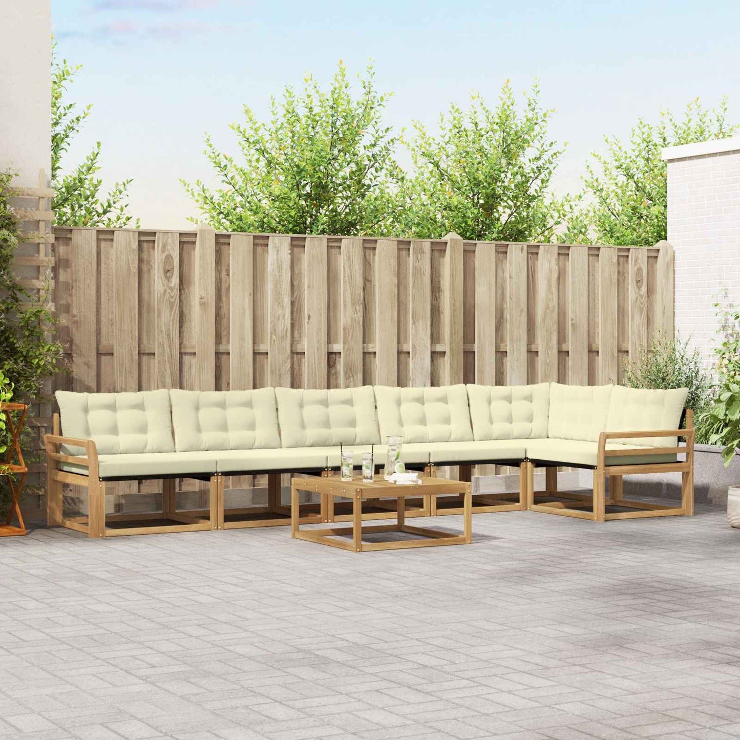 Outdoor-Sofagarnitur 7 pcs Weiß und Creme 79 x 79 x 37 cm