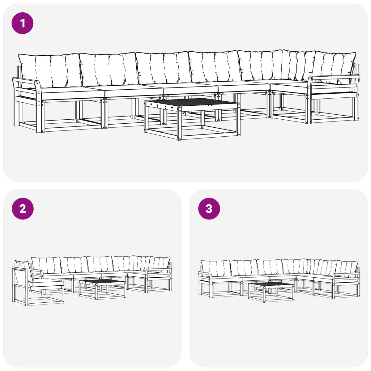 Outdoor-Sofagarnitur 7 stk. Weiß und Creme