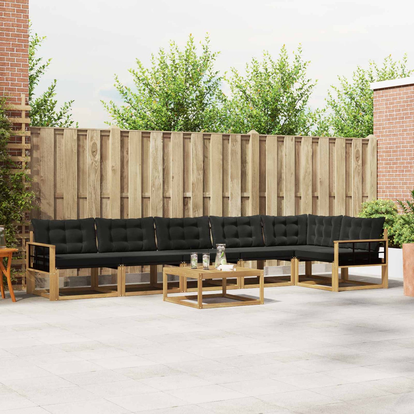 Outdoor-Sofagarnitur 7 pcs Weiß und Schwarz 79 x 79 x 37 cm