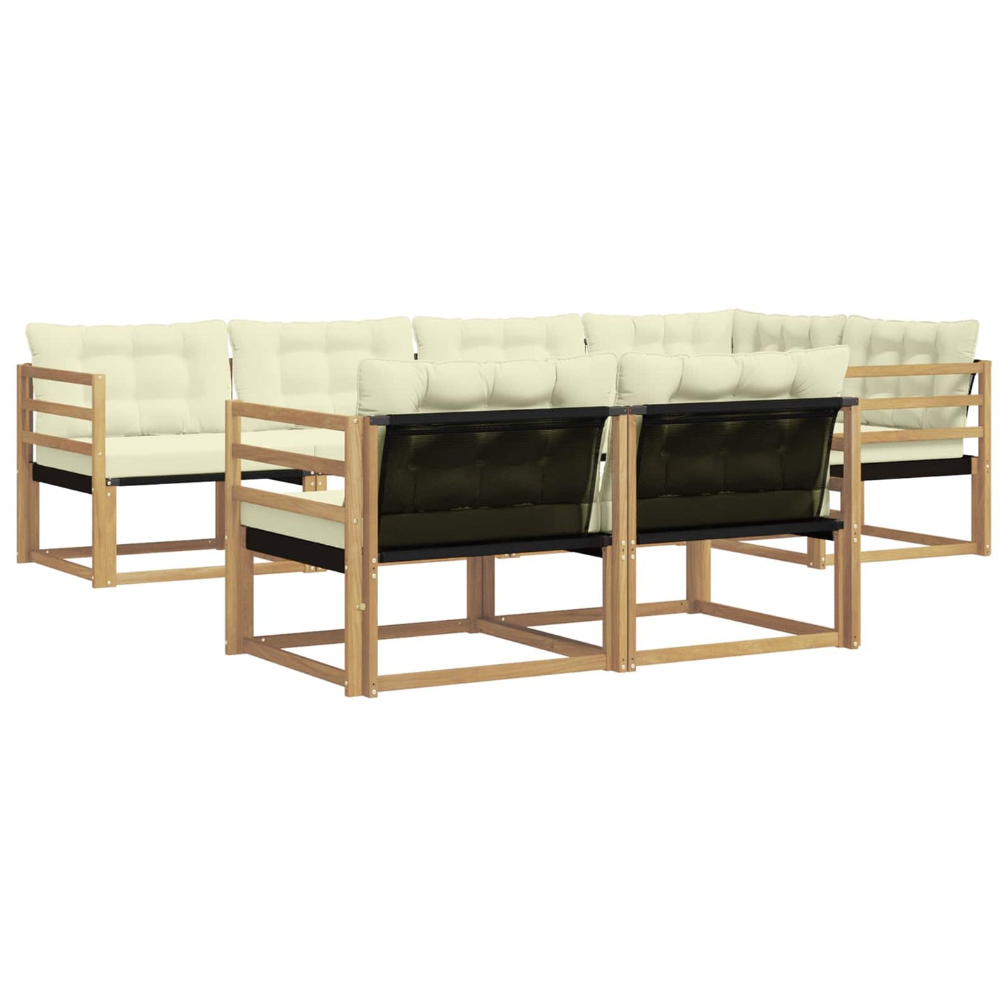 Outdoor-Sofagarnitur mit Kissen 7 pcs Weiß und Creme