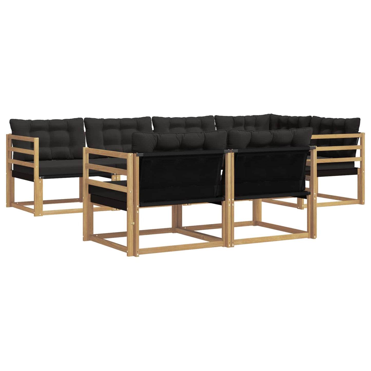 Outdoor-Sofagarnitur mit Kissen 7 pcs Weiß und Schwarz