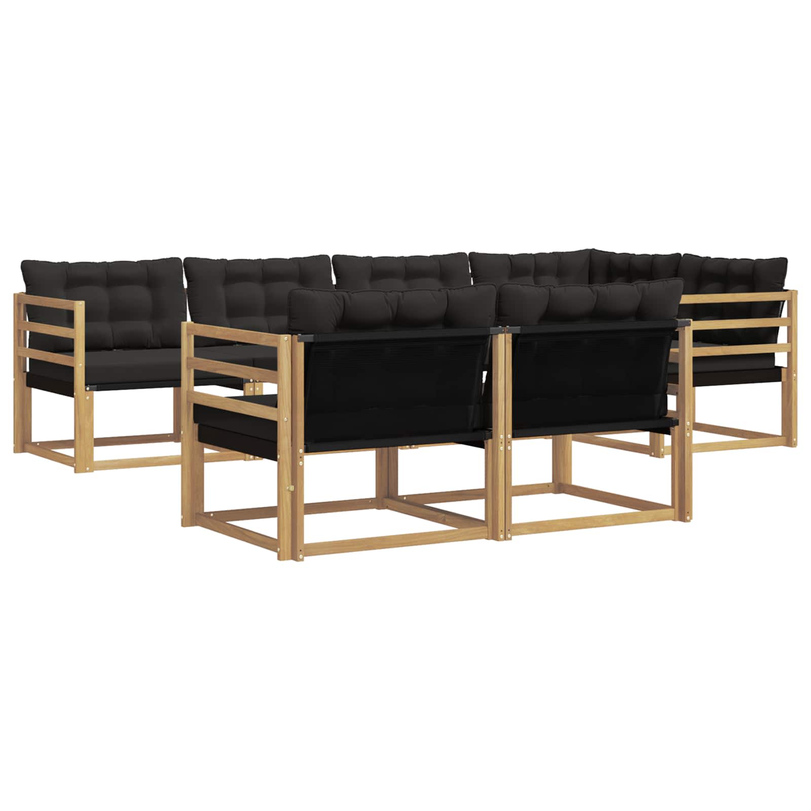 Outdoor-Sofagarnitur mit Kissen 7 pcs Weiß und Schwarz