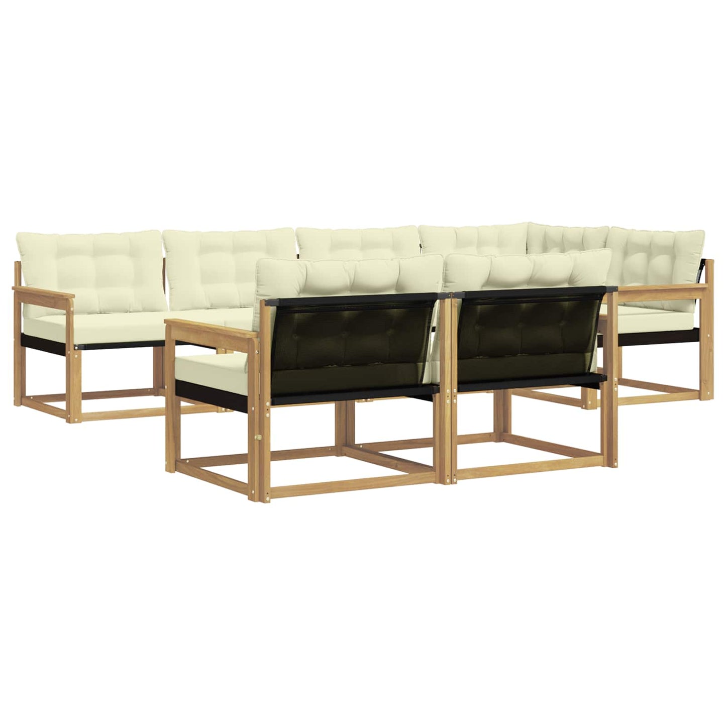 Outdoor-Sofagarnitur mit Kissen 7 pcs Weiß und Creme