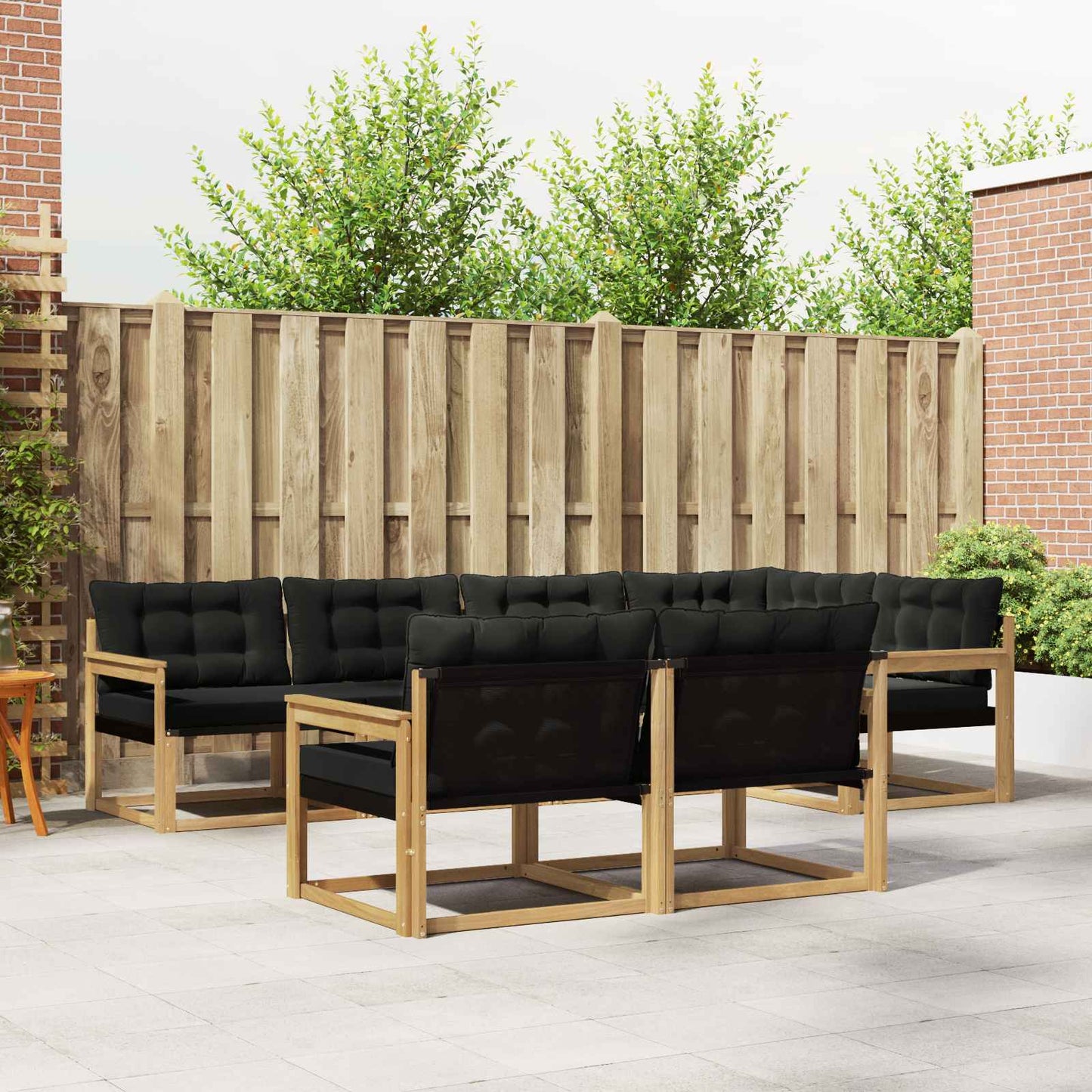 Outdoor-Sofagarnitur mit Kissen 7 pcs Weiß und Schwarz