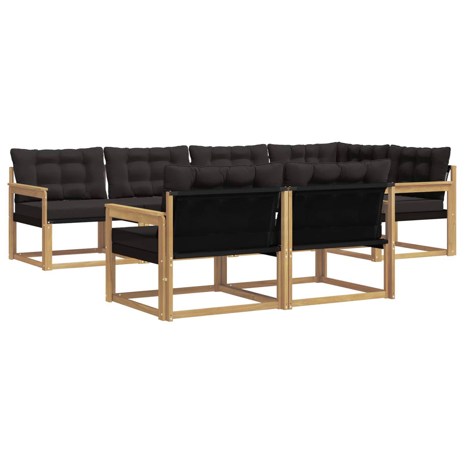 Outdoor-Sofagarnitur mit Kissen 7 pcs Weiß und Schwarz