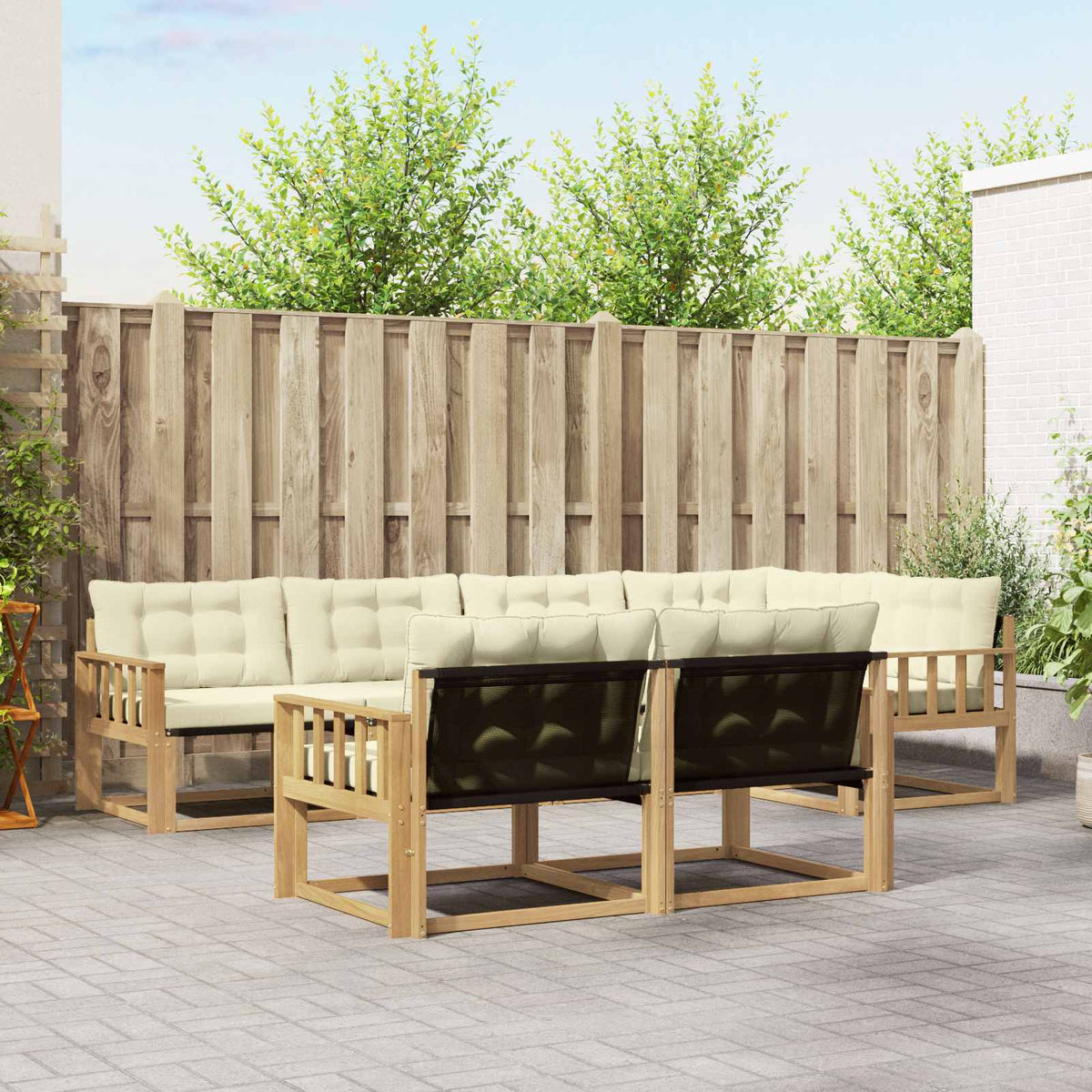 Outdoor-Sofagarnitur 7 stk. Weiß und Creme