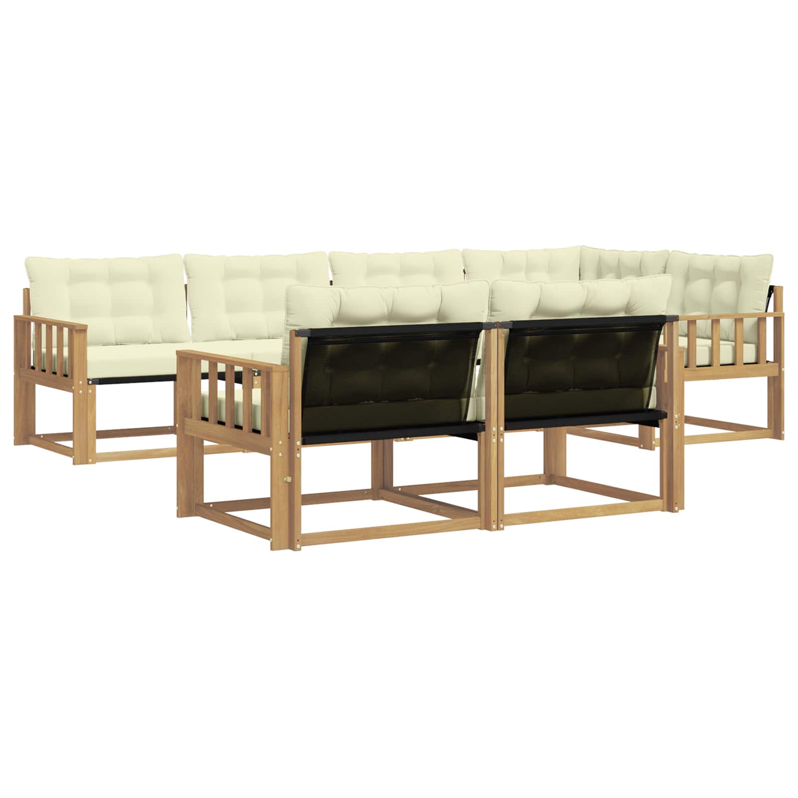 Outdoor-Sofagarnitur mit Kissen 7 pcs Weiß und Creme