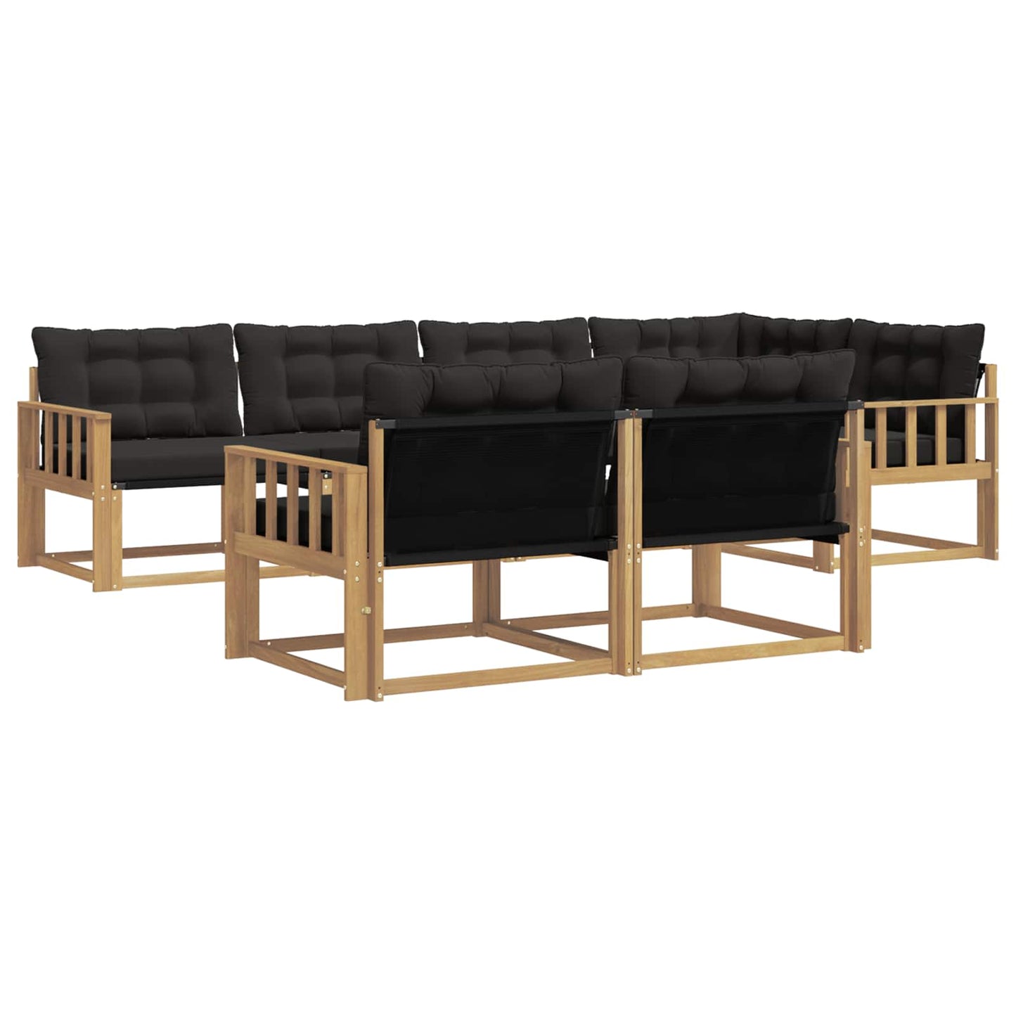 Outdoor-Sofagarnitur mit Kissen 7 pcs Weiß und Schwarz