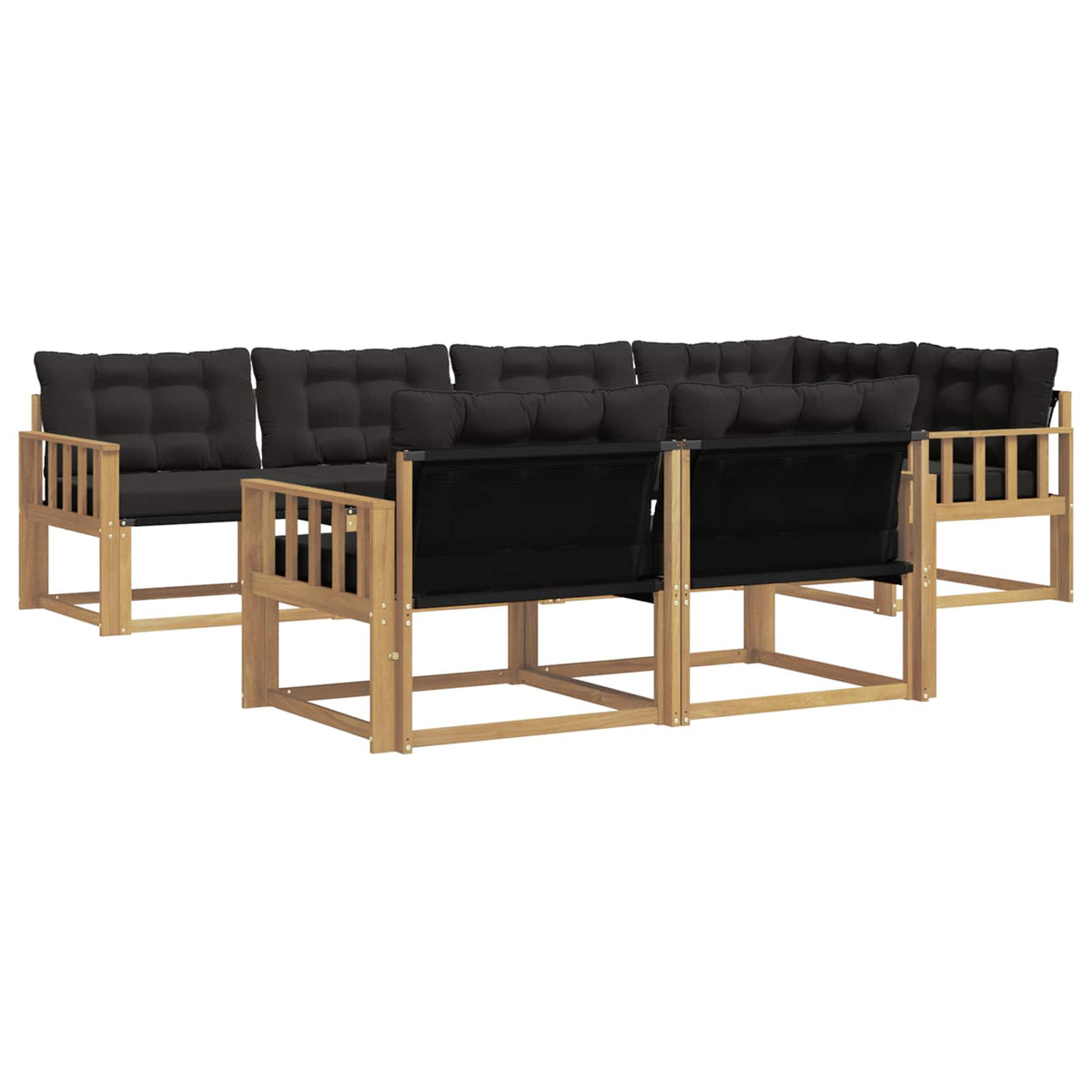 Outdoor-Sofagarnitur 7 stk. Weiß und Schwarz