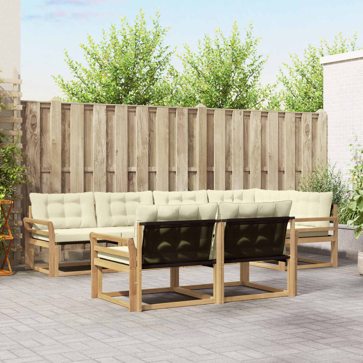Outdoor-Sofagarnitur 7 stk. Weiß und Creme