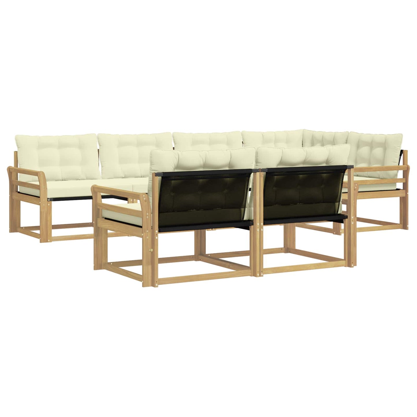 Outdoor-Sofagarnitur mit Kissen 7 pcs Weiß und Creme