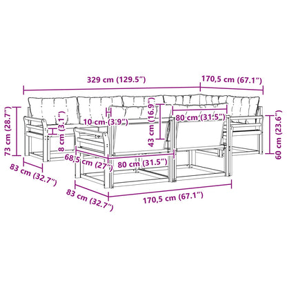 Outdoor-Sofagarnitur 7 stk. Weiß und Creme