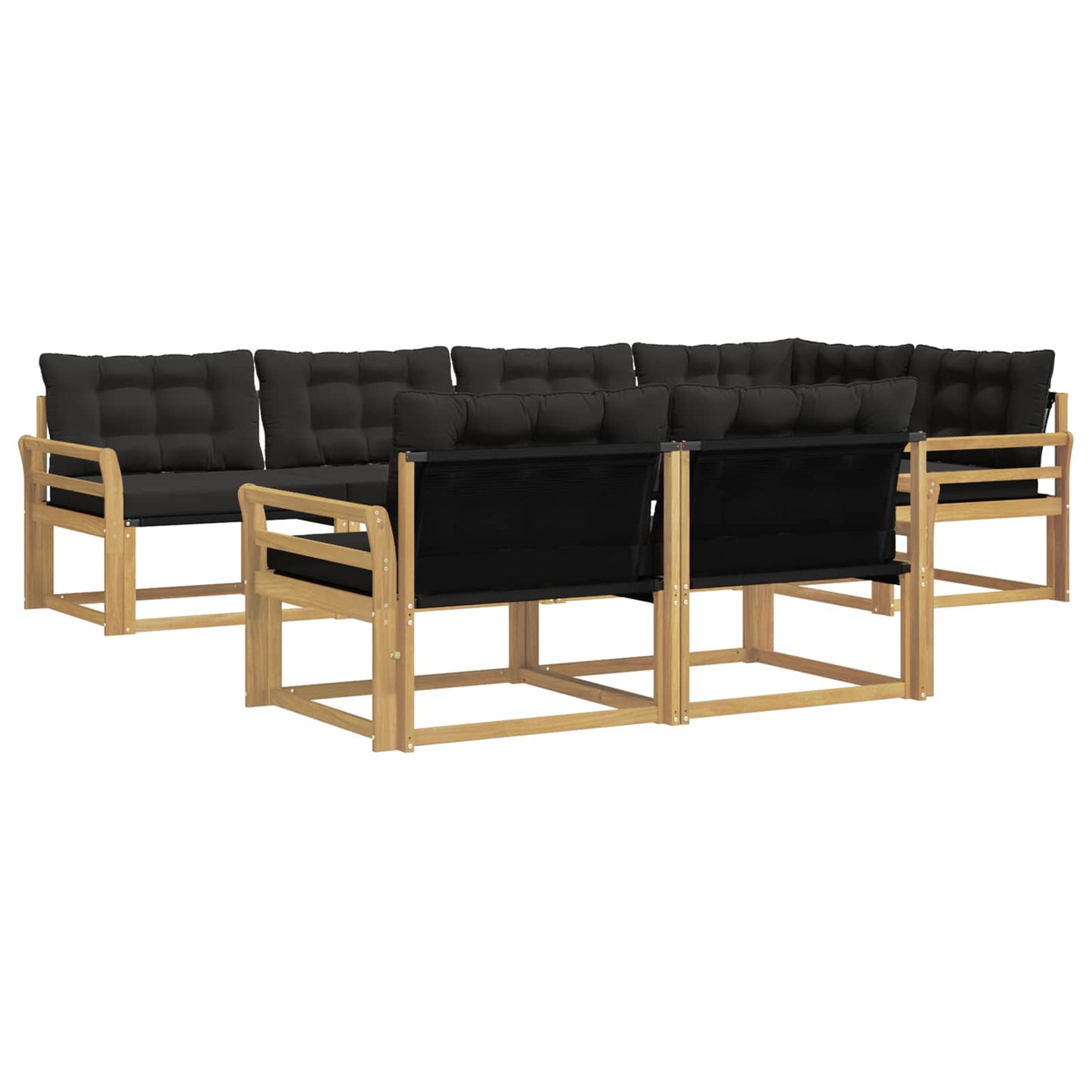 Outdoor-Sofagarnitur mit Kissen 7 pcs Weiß und Schwarz