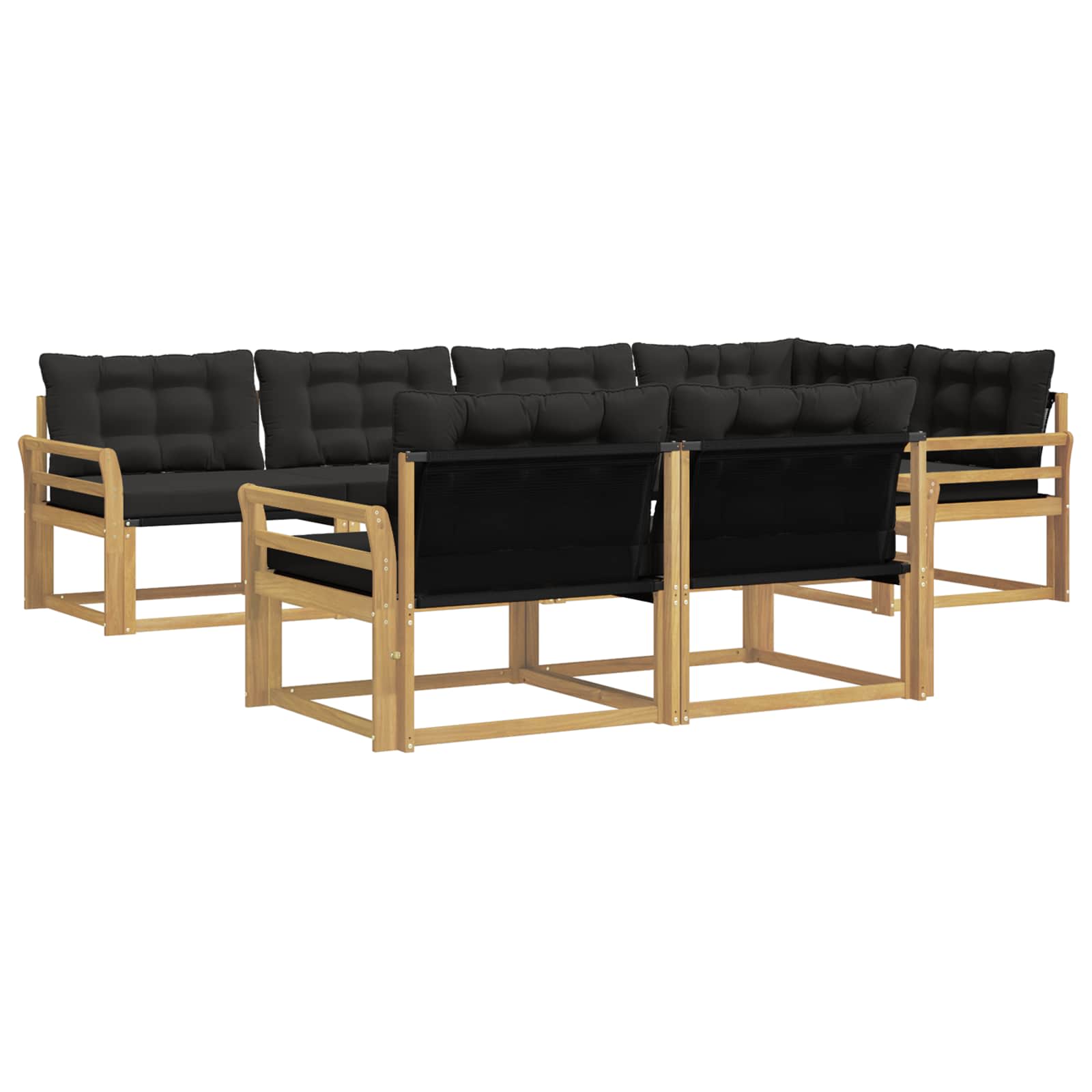 Outdoor-Sofagarnitur mit Kissen 7 pcs Weiß und Schwarz