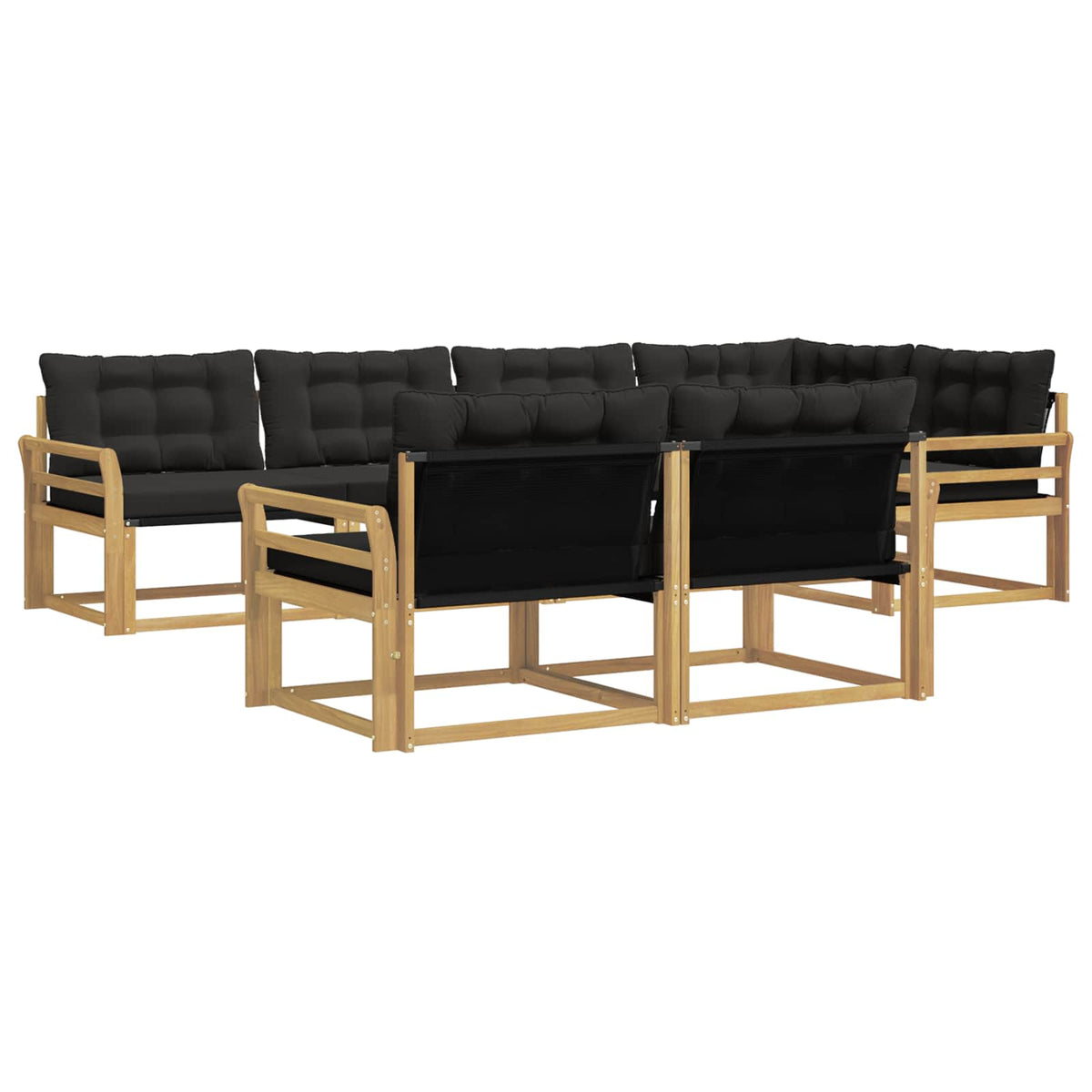 Outdoor-Sofagarnitur 7 stk. Weiß und Schwarz