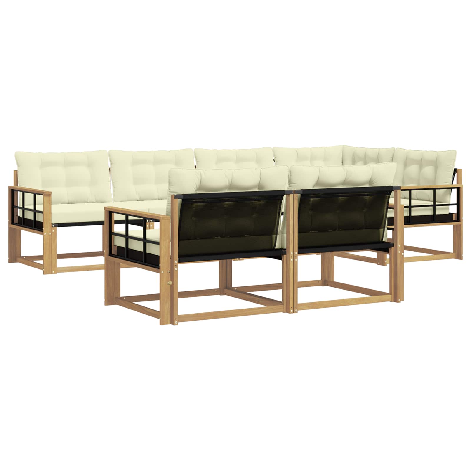 Outdoor-Sofagarnitur mit Kissen 7 pcs Weiß und Creme