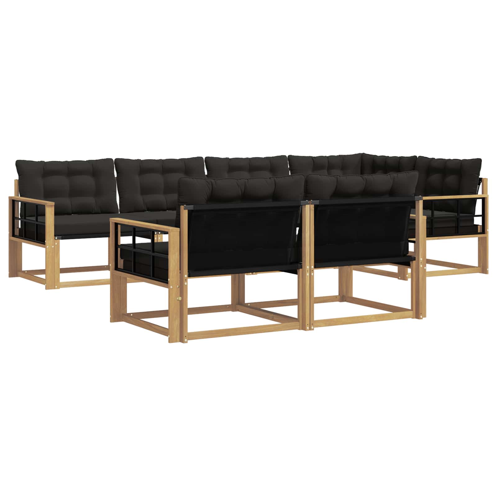Outdoor-Sofagarnitur mit Kissen 7 pcs Weiß und Schwarz