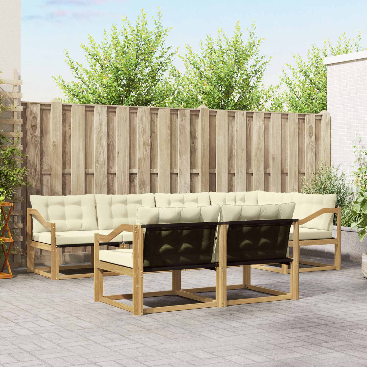 Outdoor-Sofagarnitur 7 stk. Weiß und Creme