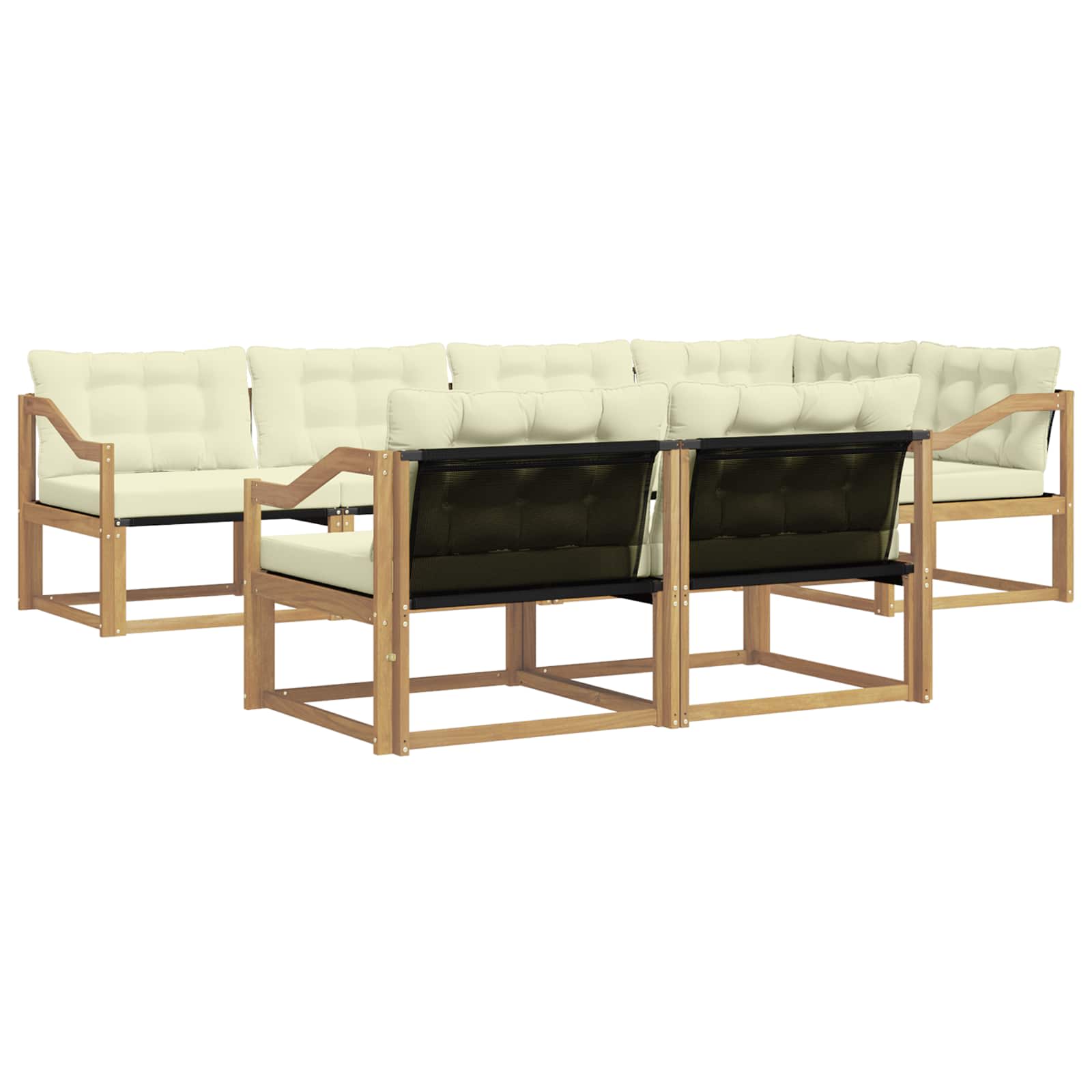 Outdoor-Sofagarnitur mit Kissen 7 pcs Weiß und Creme