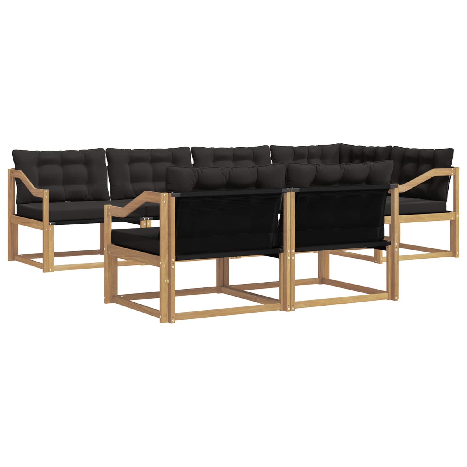 Outdoor-Sofagarnitur mit Kissen 7 pcs Weiß und Schwarz