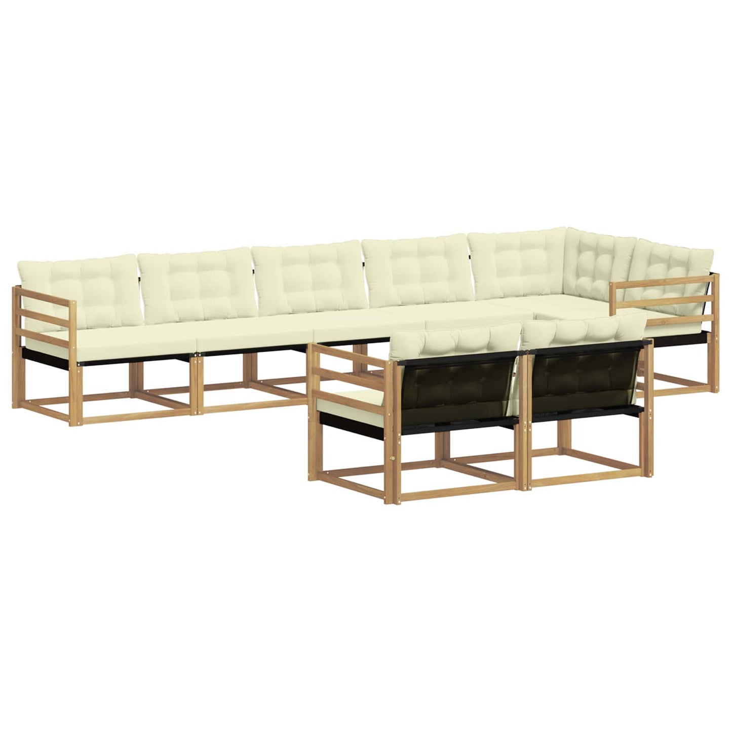 Outdoor-Sofagarnitur mit Kissen 8 pcs Weiß und Creme