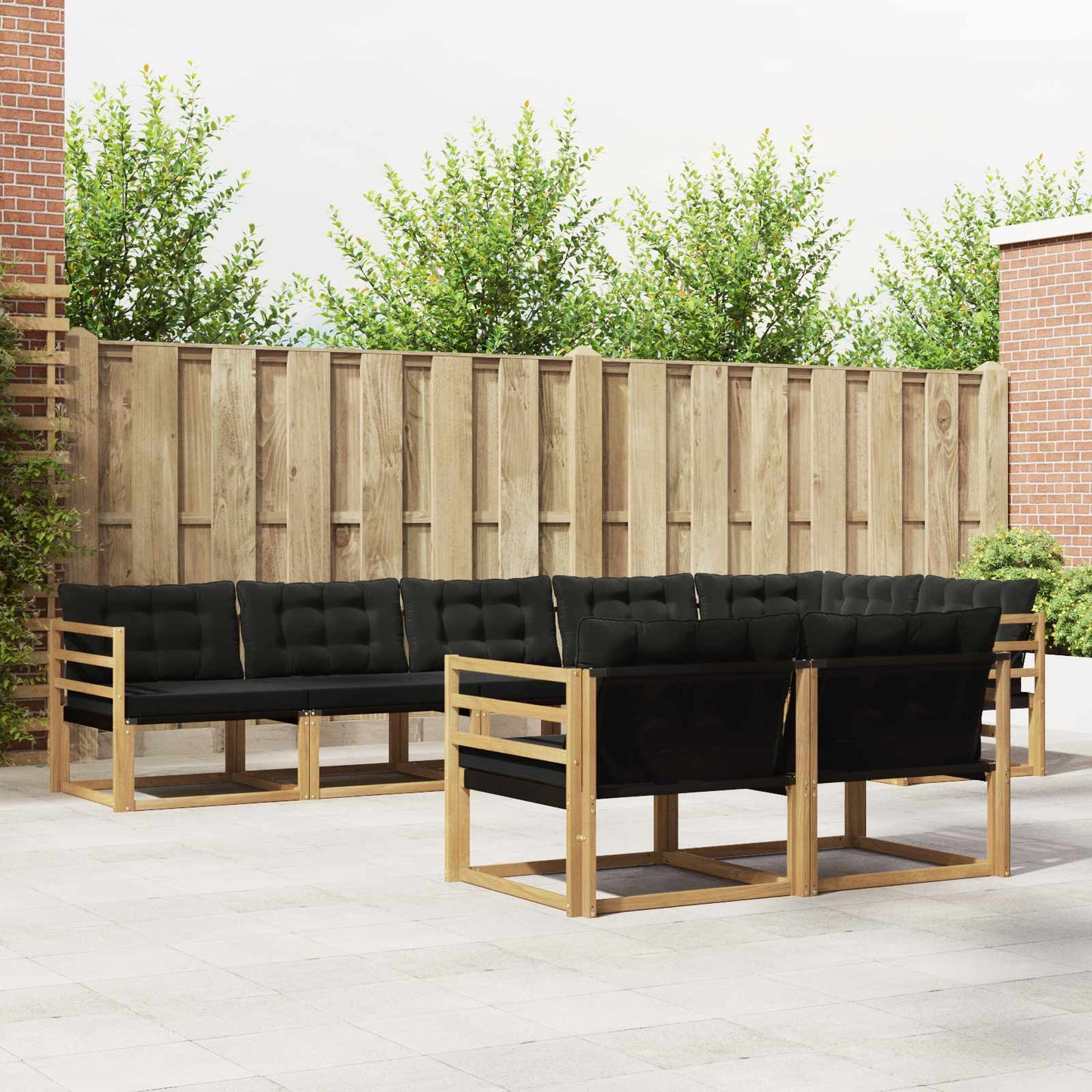 Outdoor-Sofagarnitur mit Kissen 8 pcs Weiß und Schwarz