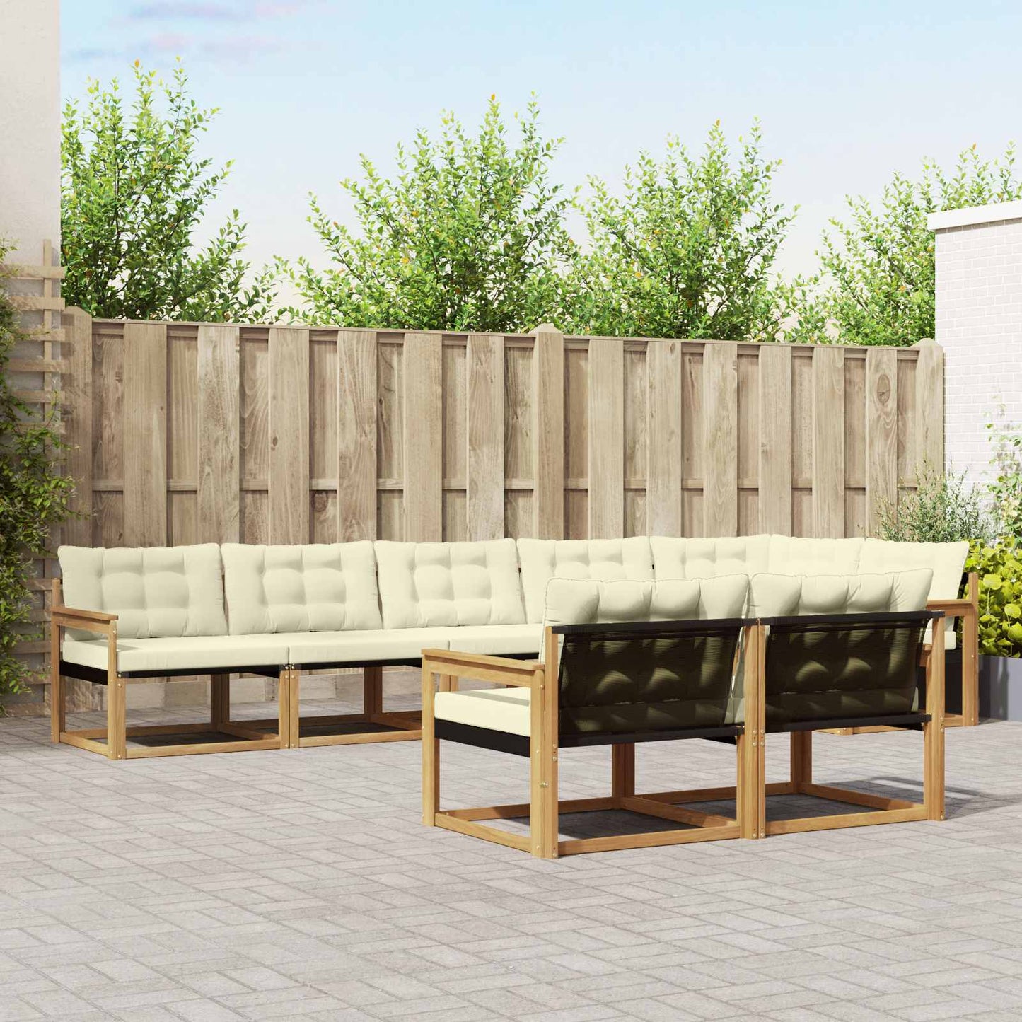 Outdoor-Sofagarnitur mit Kissen 8 pcs Weiß und Creme