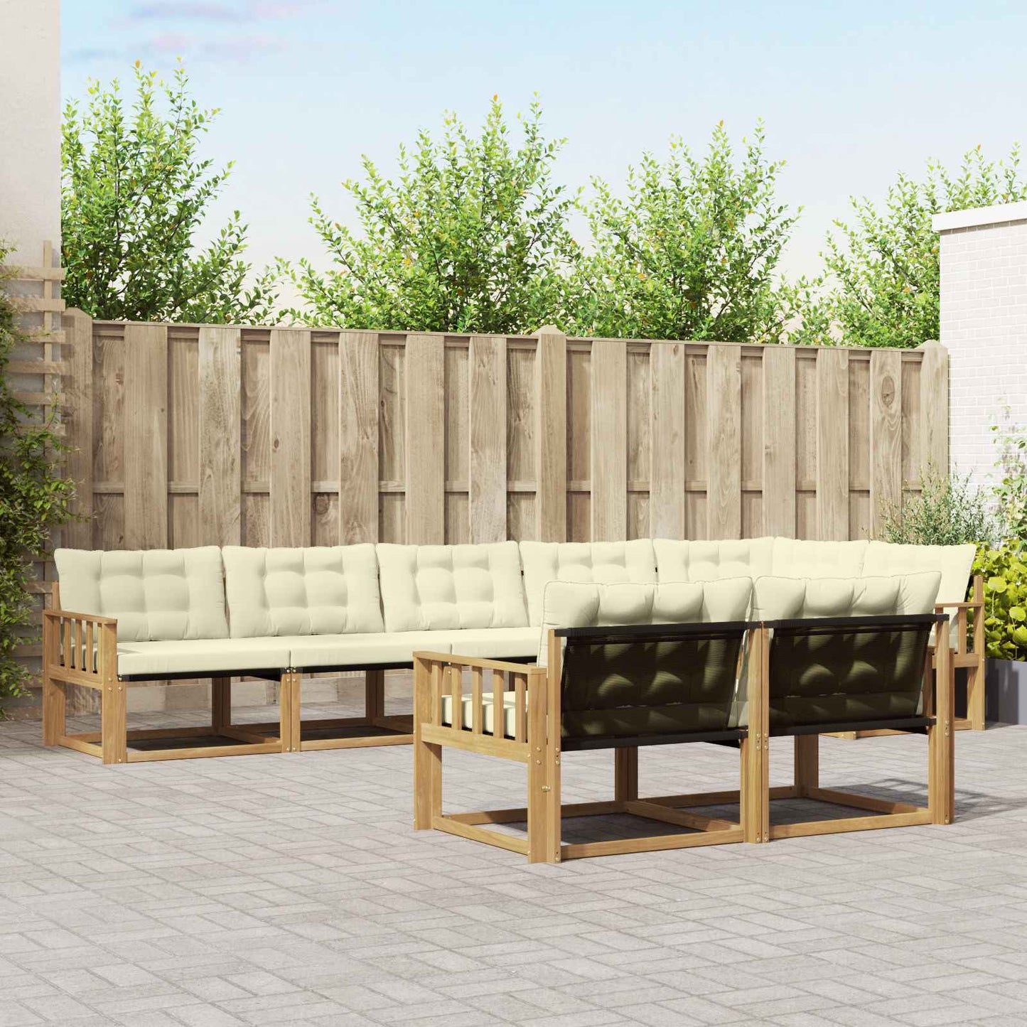 Outdoor-Sofagarnitur mit Kissen 8 pcs Weiß und Creme