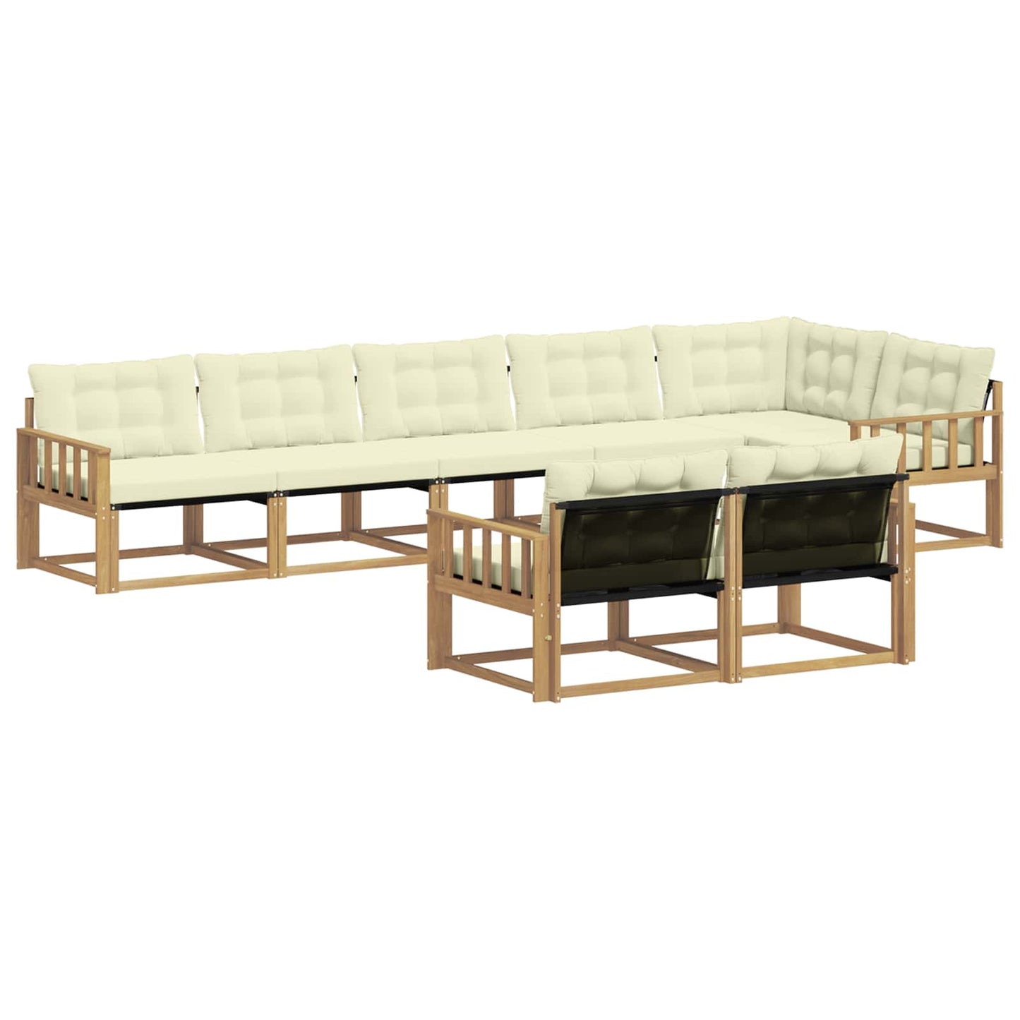Outdoor-Sofagarnitur mit Kissen 8 pcs Weiß und Creme