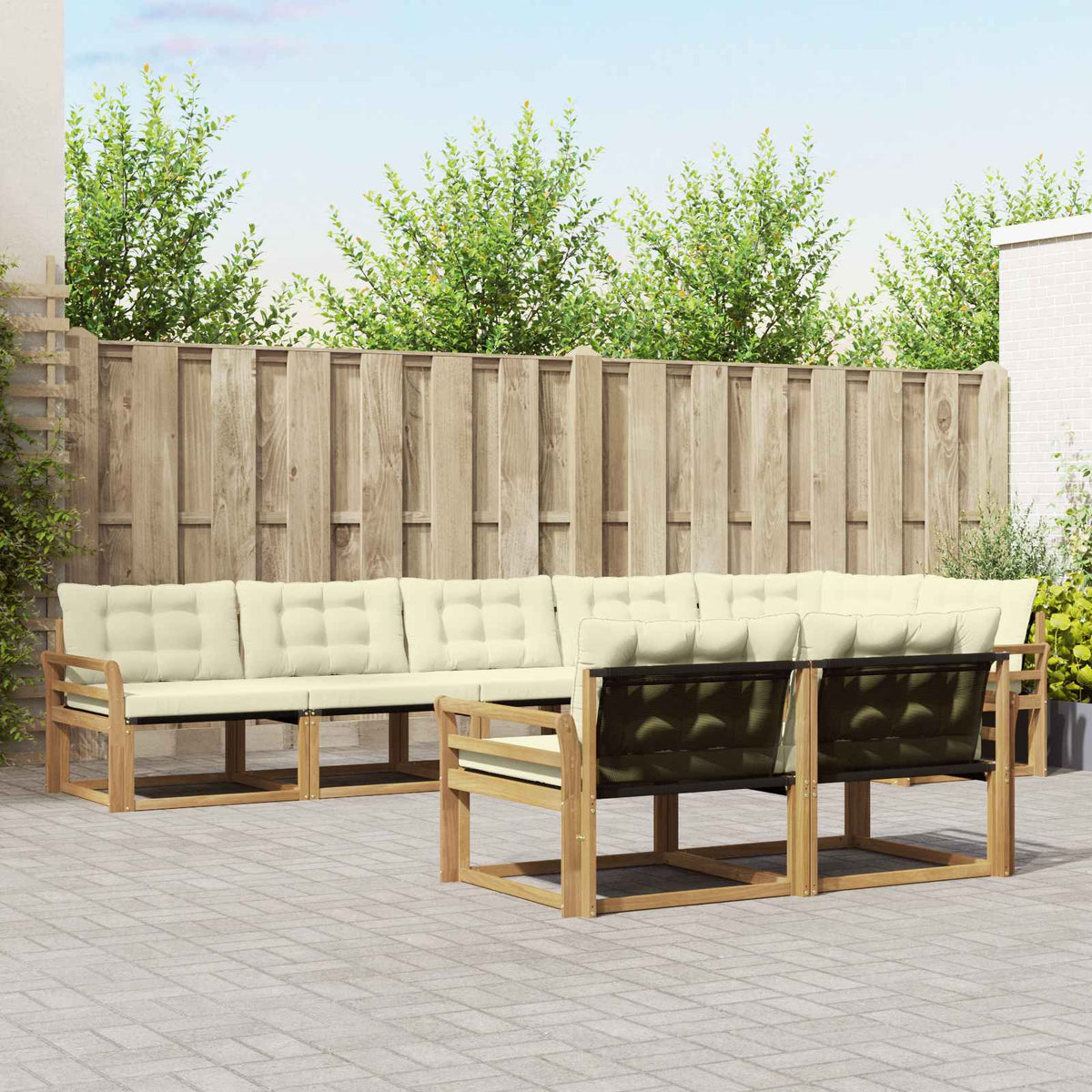 Outdoor-Sofagarnitur 8 stk. Weiß und Creme
