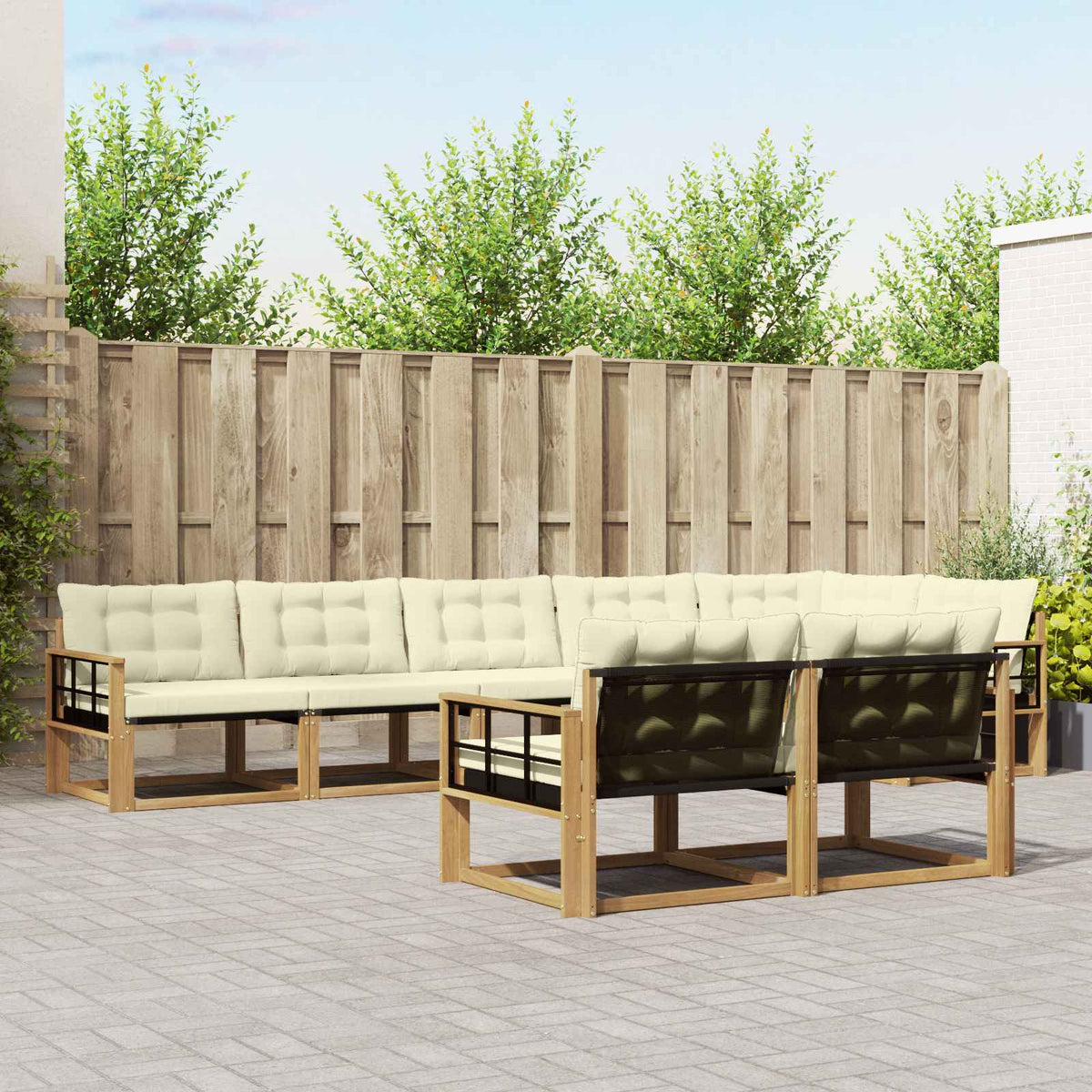 Outdoor-Sofagarnitur 8 stk. Weiß und Creme