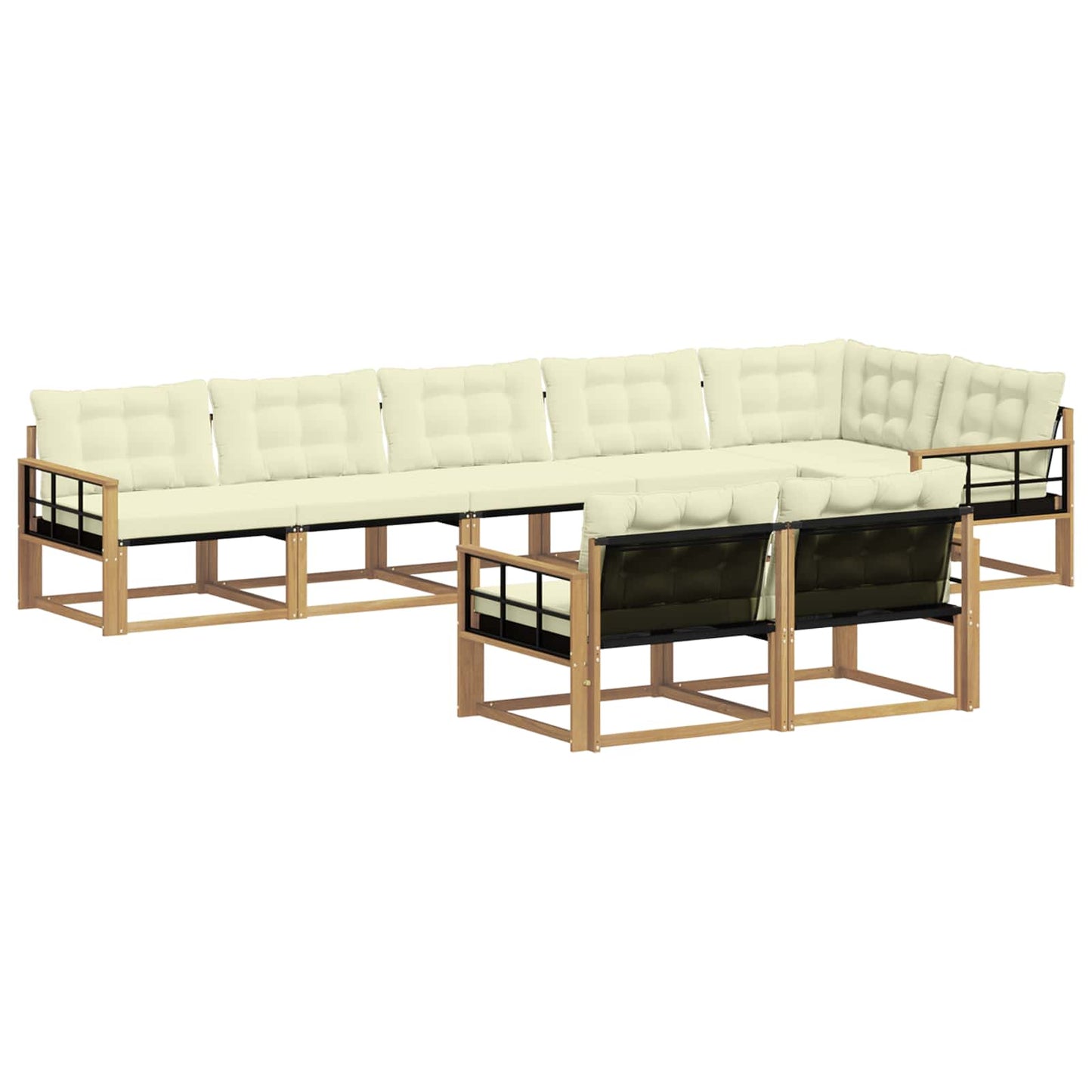 Outdoor-Sofagarnitur mit Kissen 8 pcs Weiß und Creme