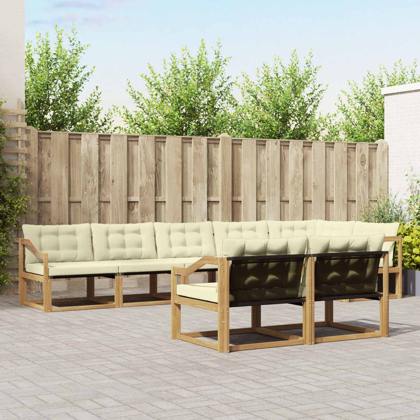 Outdoor-Sofagarnitur mit Kissen 8 pcs Weiß und Creme