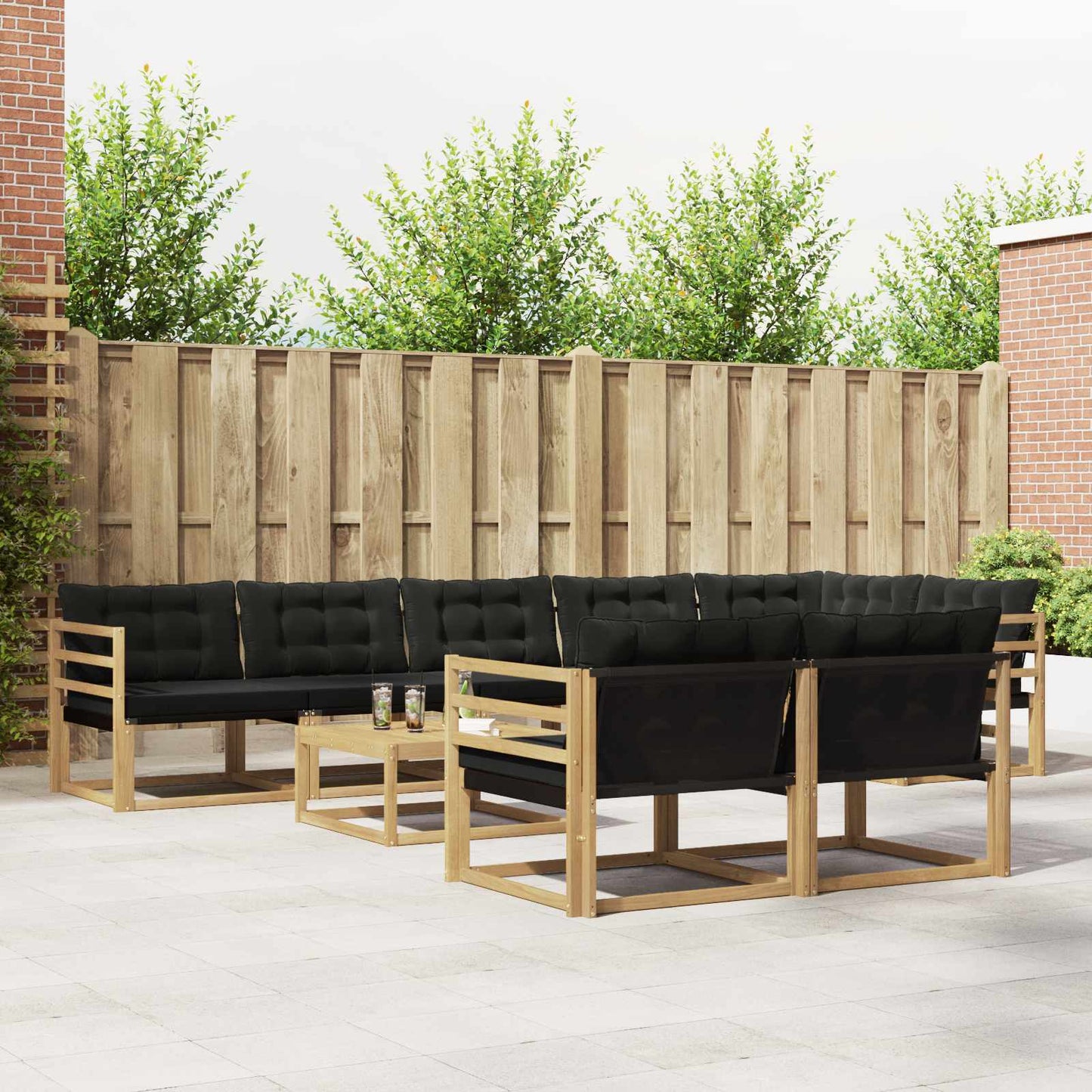 Outdoor-Sofagarnitur 9 pcs Weiß und Schwarz 79 x 79 x 37 cm