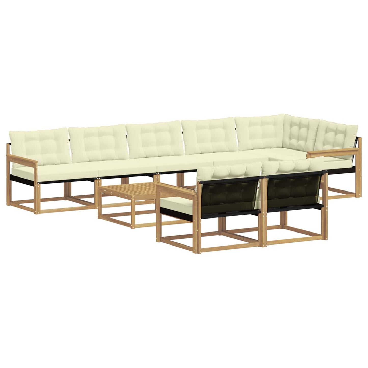 Outdoor-Sofagarnitur 9 pcs Weiß und Creme 79 x 79 x 37 cm