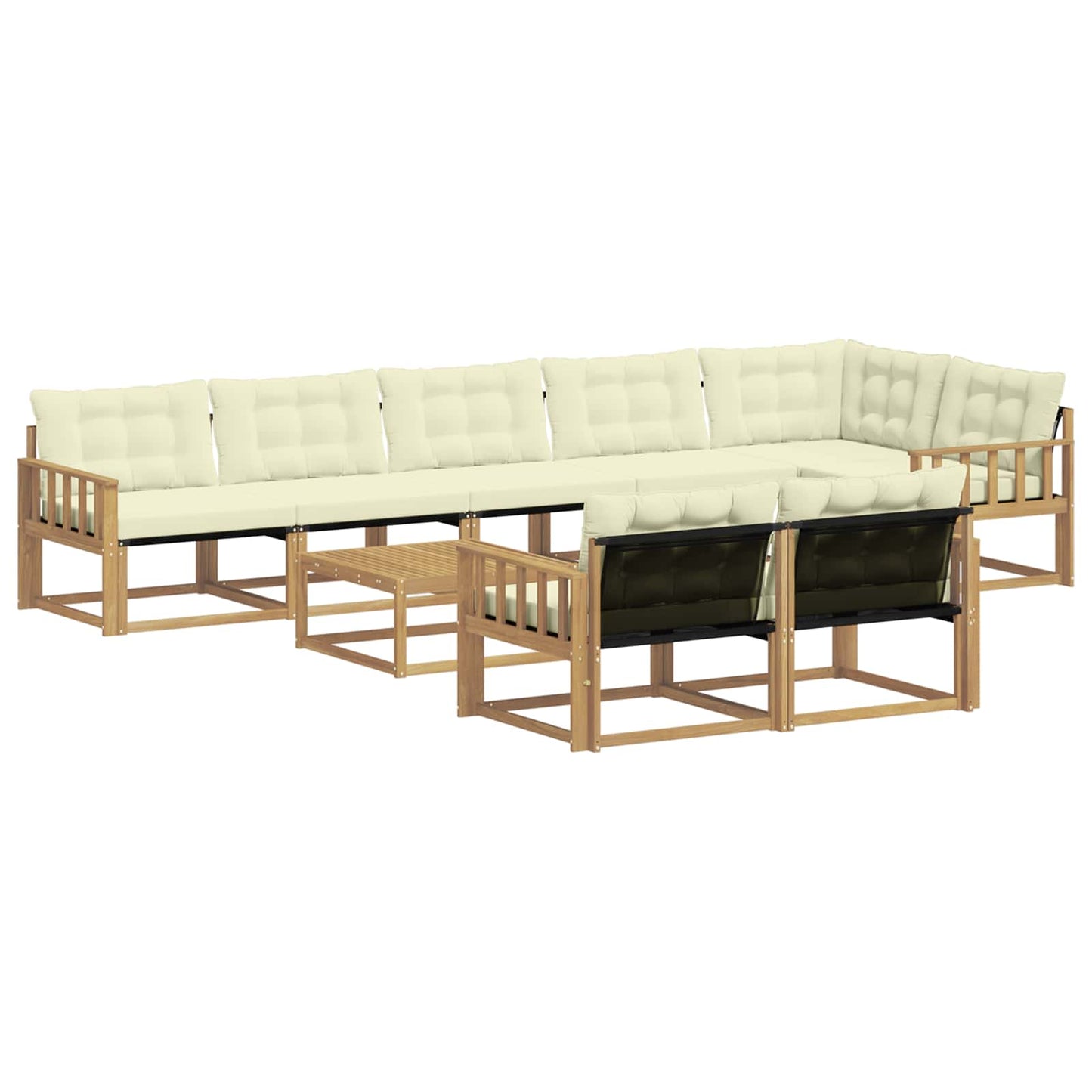 Outdoor-Sofagarnitur 9 pcs Weiß und Creme 79 x 79 x 37 cm