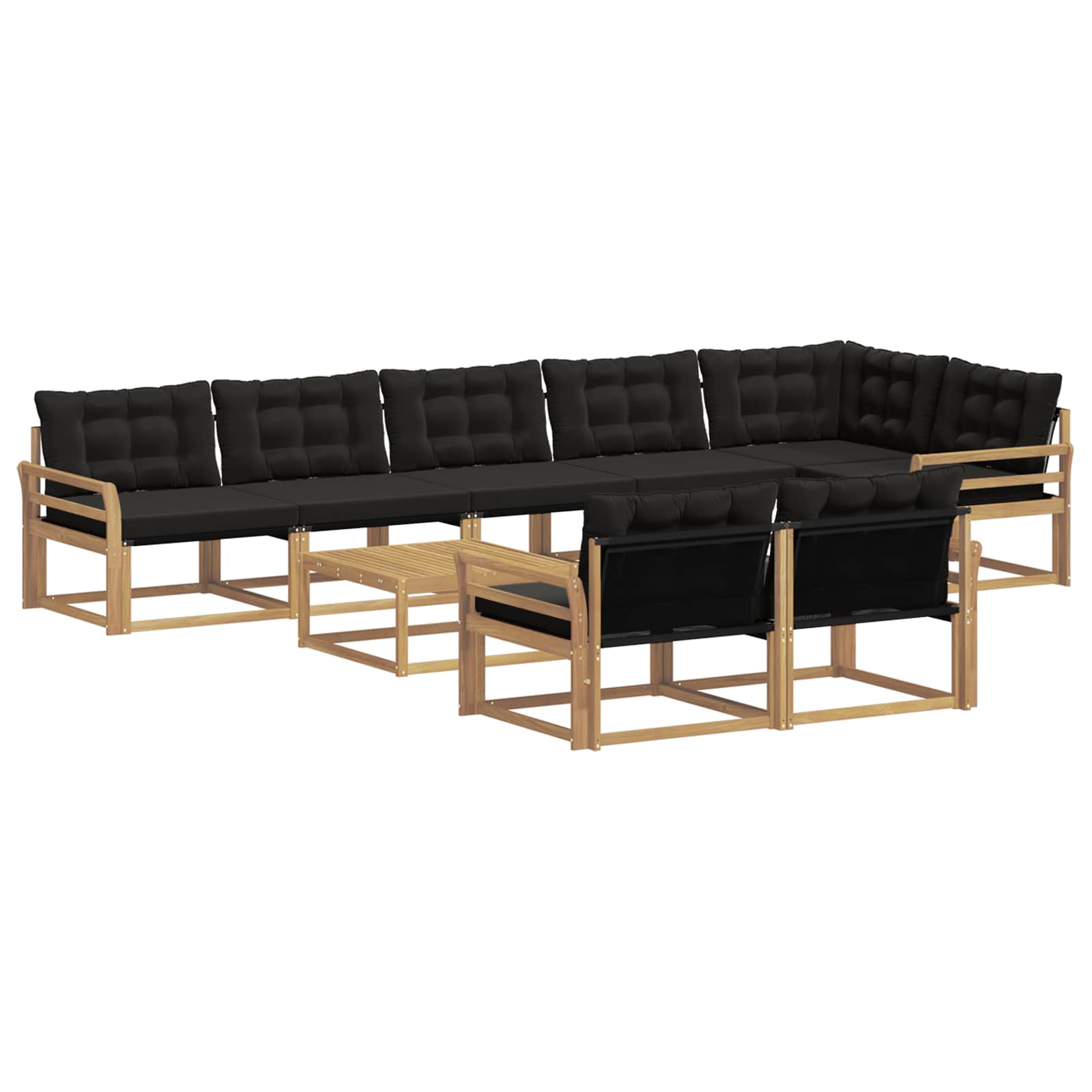 Outdoor-Sofagarnitur 9 pcs Weiß und Schwarz 79 x 79 x 37 cm