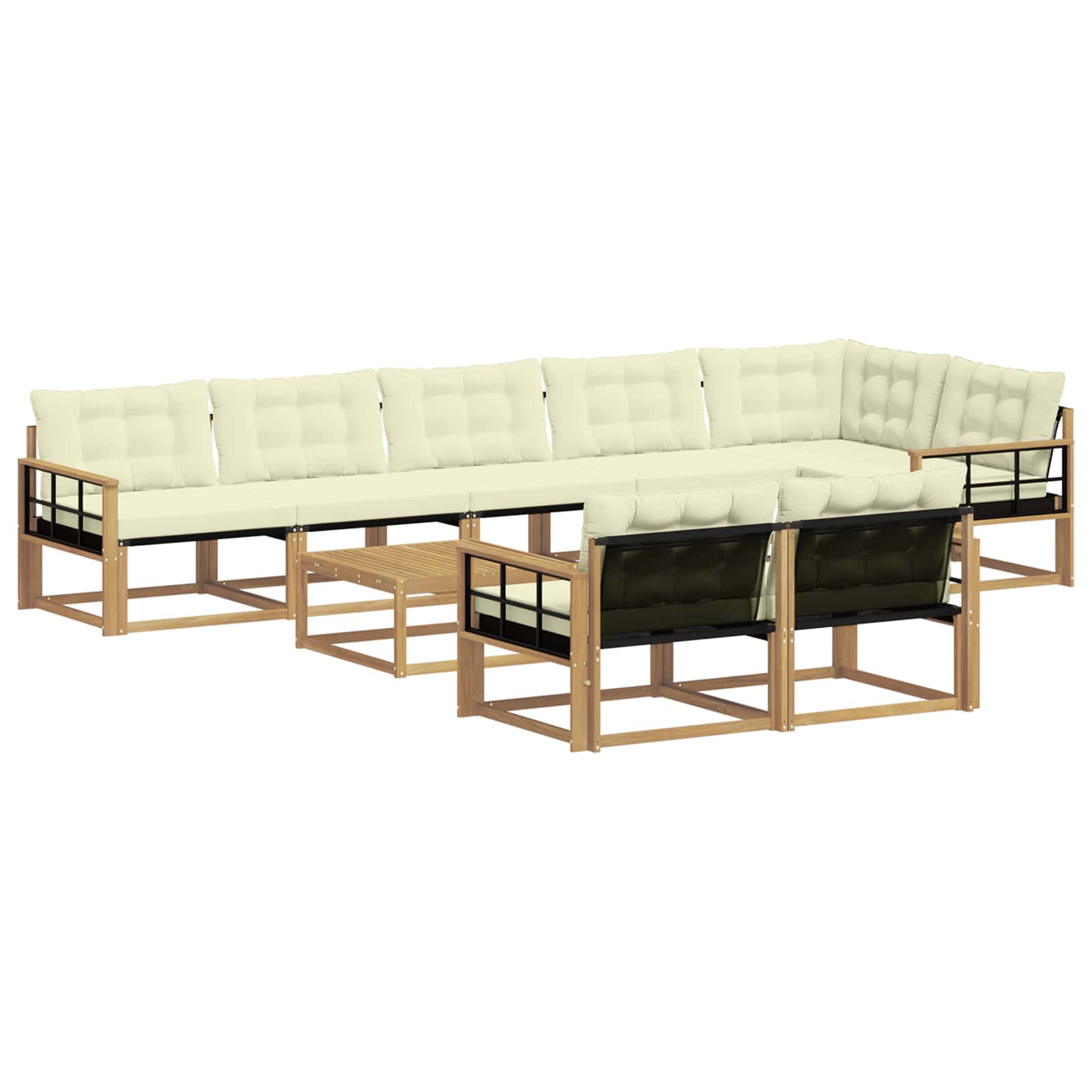 Outdoor-Sofagarnitur 9 pcs Weiß und Creme 79 x 79 x 37 cm