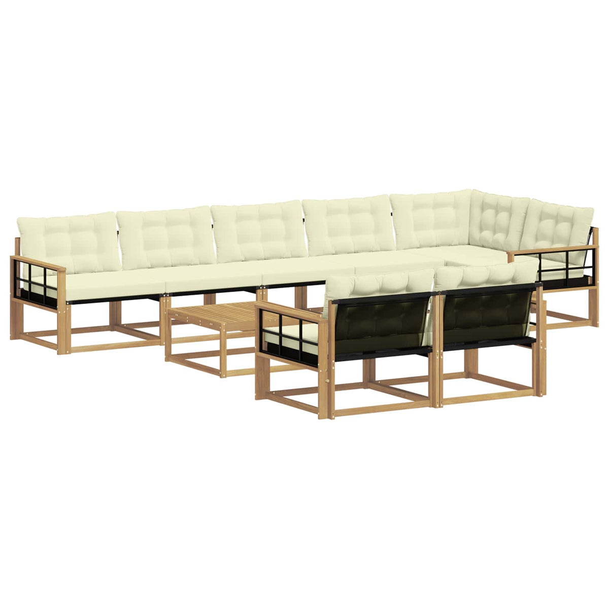Outdoor-Sofagarnitur 9 stk. Weiß und Creme